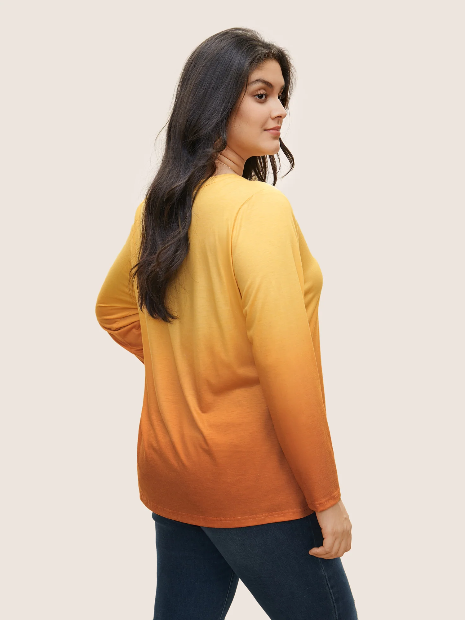 Ombre Contrast Button Up T-shirt - Image 2