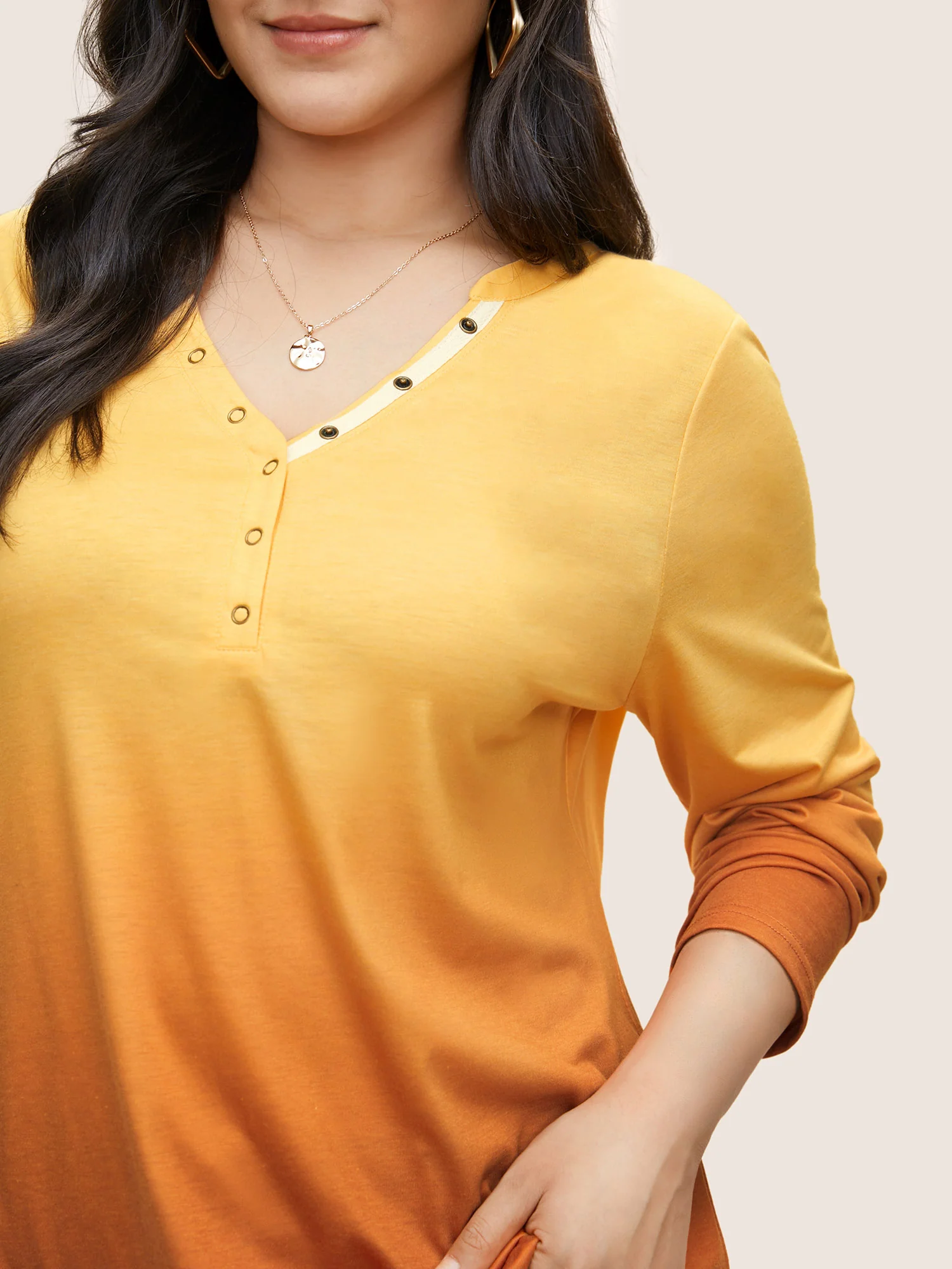 Ombre Contrast Button Up T-shirt - Image 4