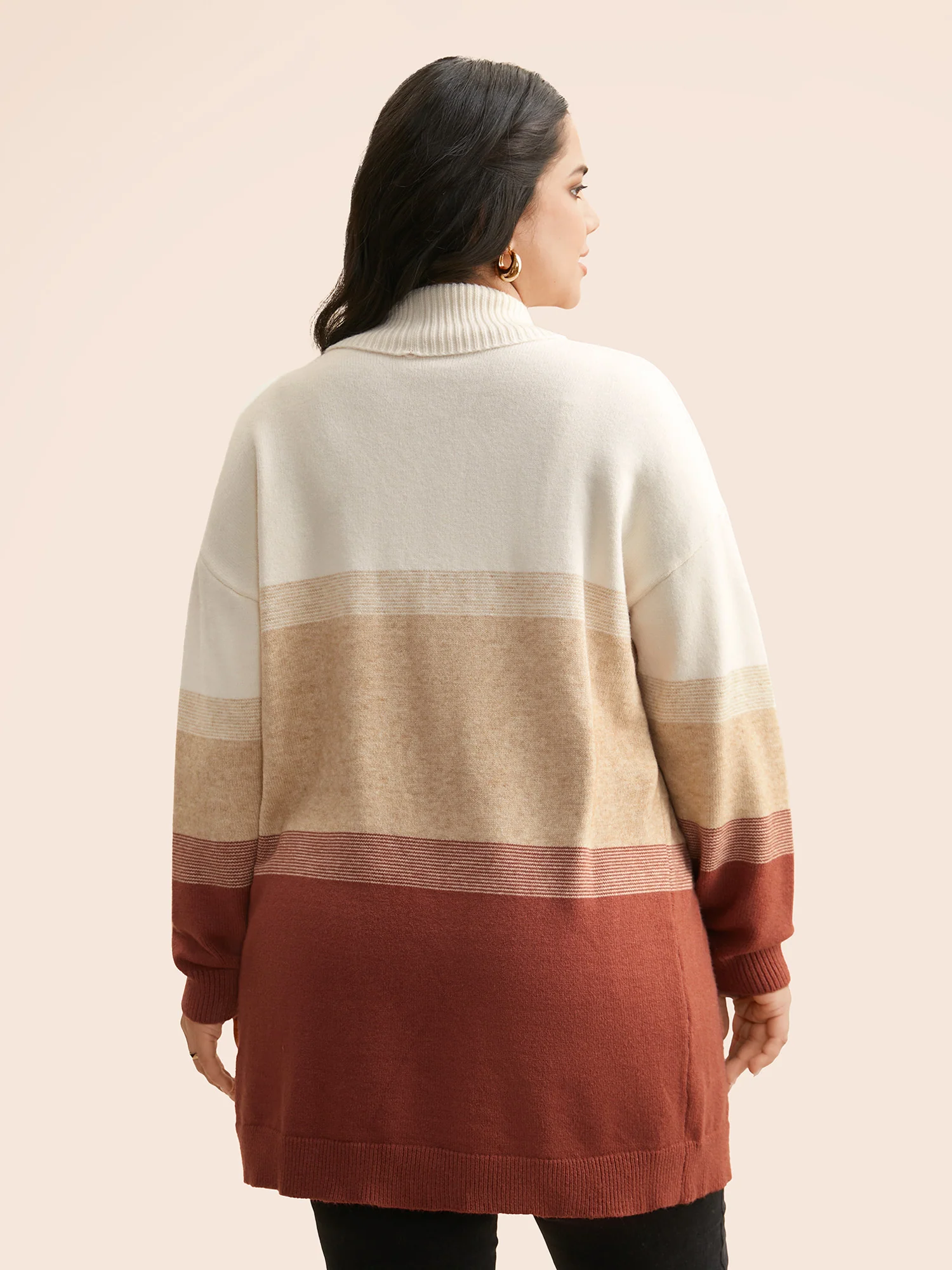 Ombre Contrast Drop Shoulder Cardigan - Image 2