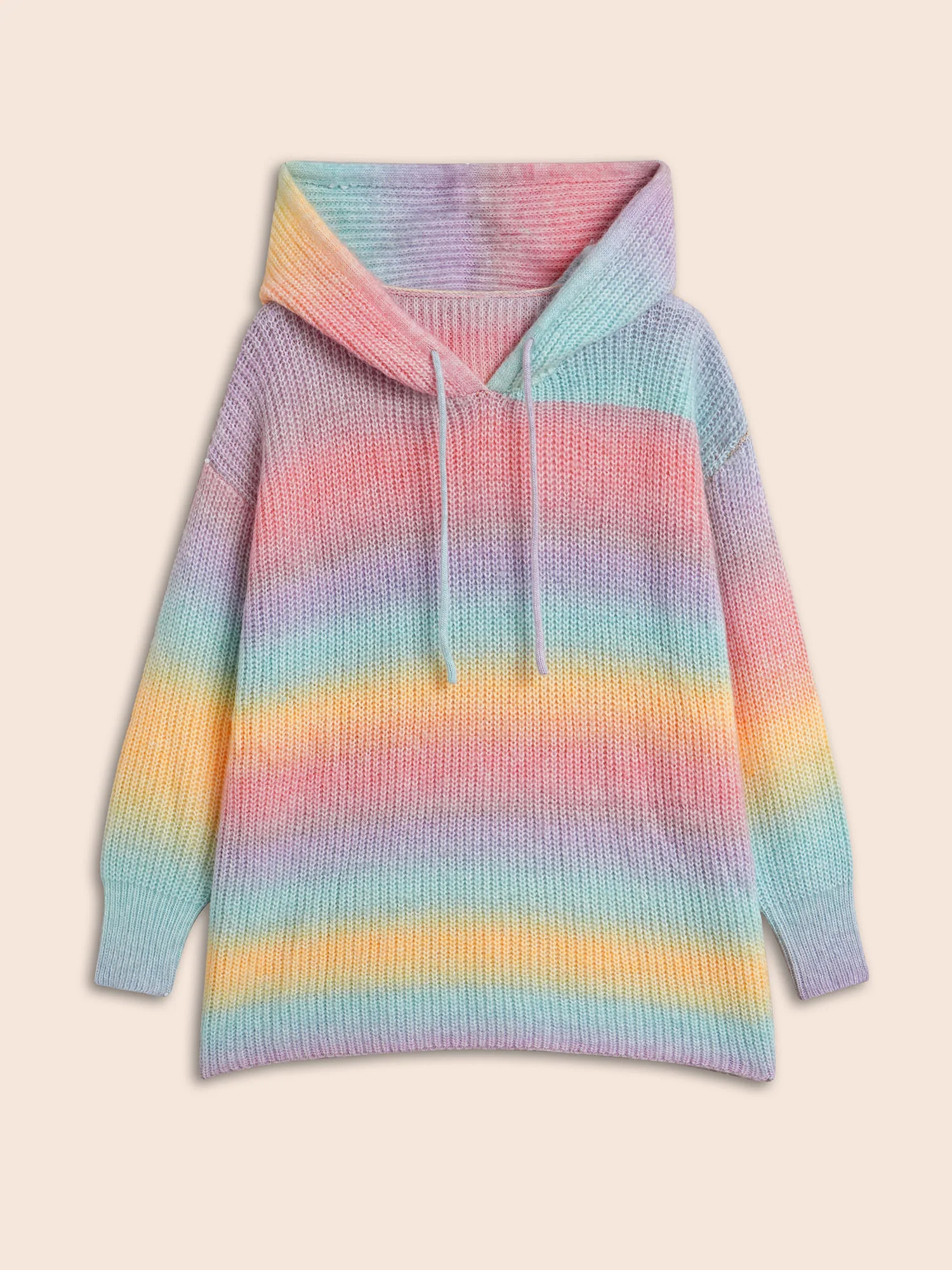 Ombre Contrast Hooded Drop Shoulder Pullover - Image 8