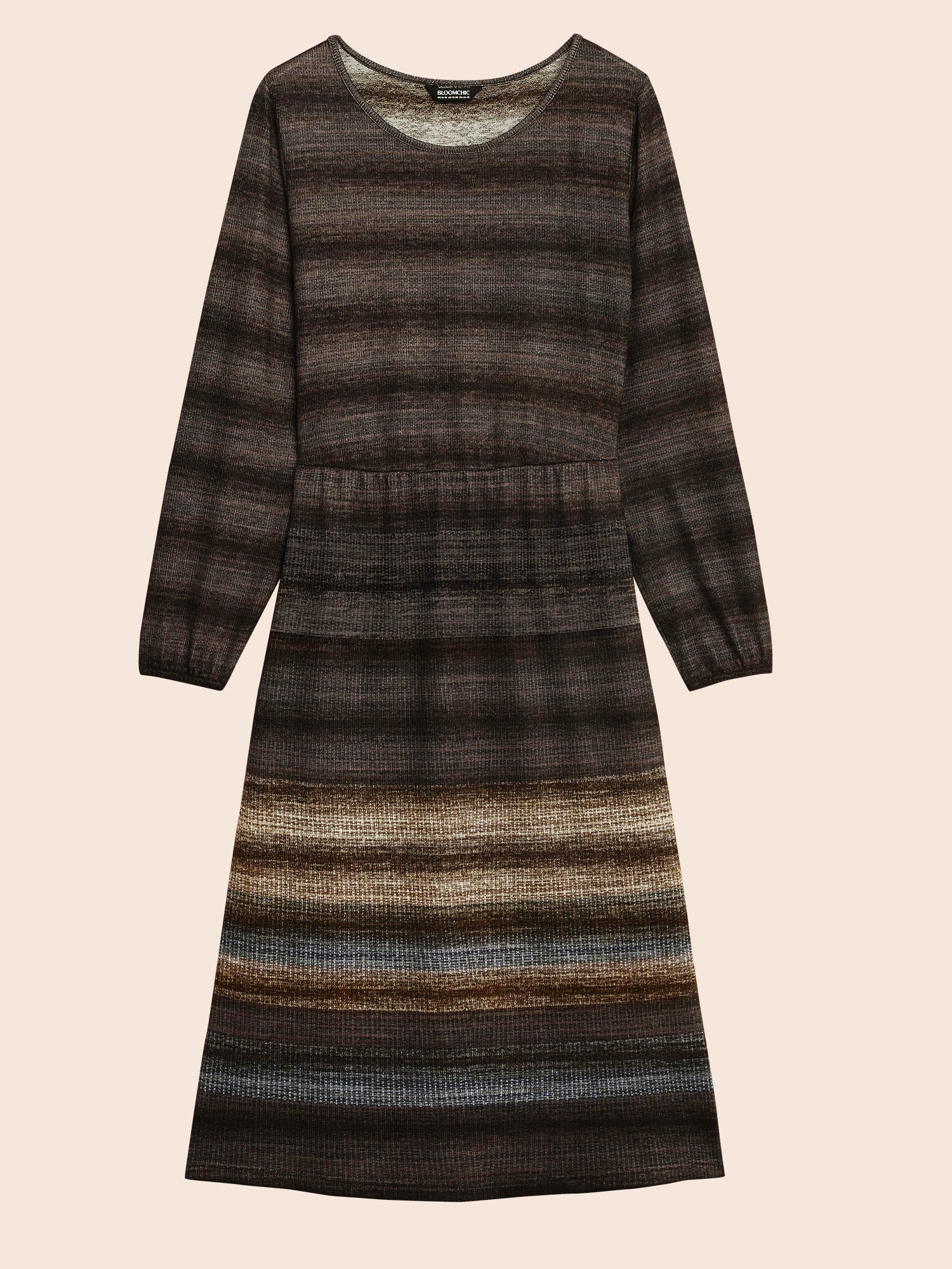 Ombre Contrast Lantern Sleeve Midi Dress - Image 7