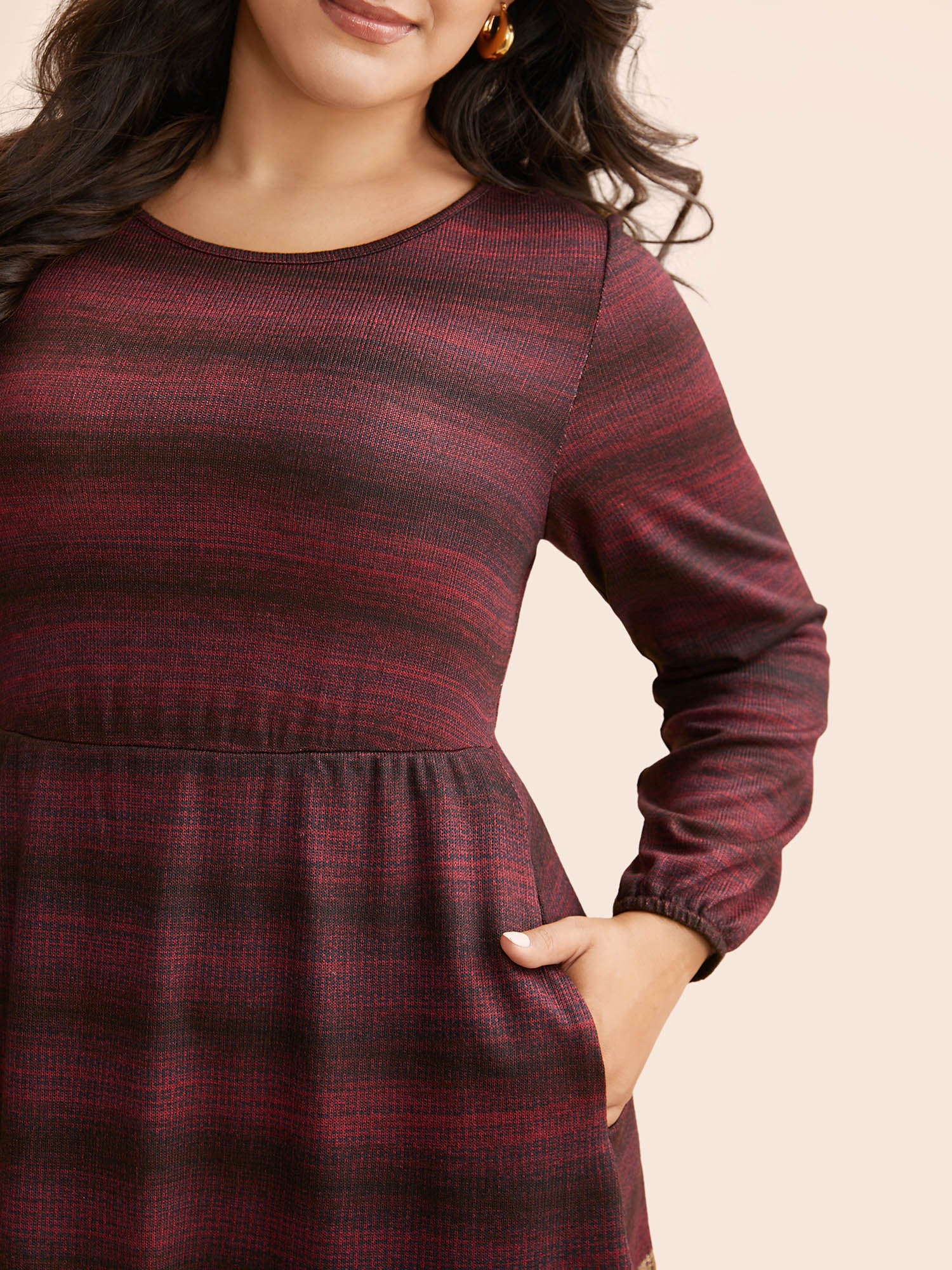 Ombre Contrast Lantern Sleeve Midi Dress - Image 9