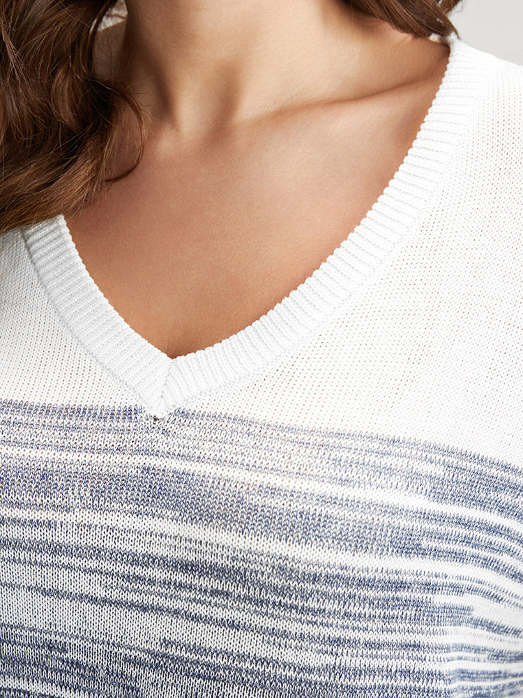Ombre Contrast Mixed Yarn Knit Split Hem Knit Top - Image 7