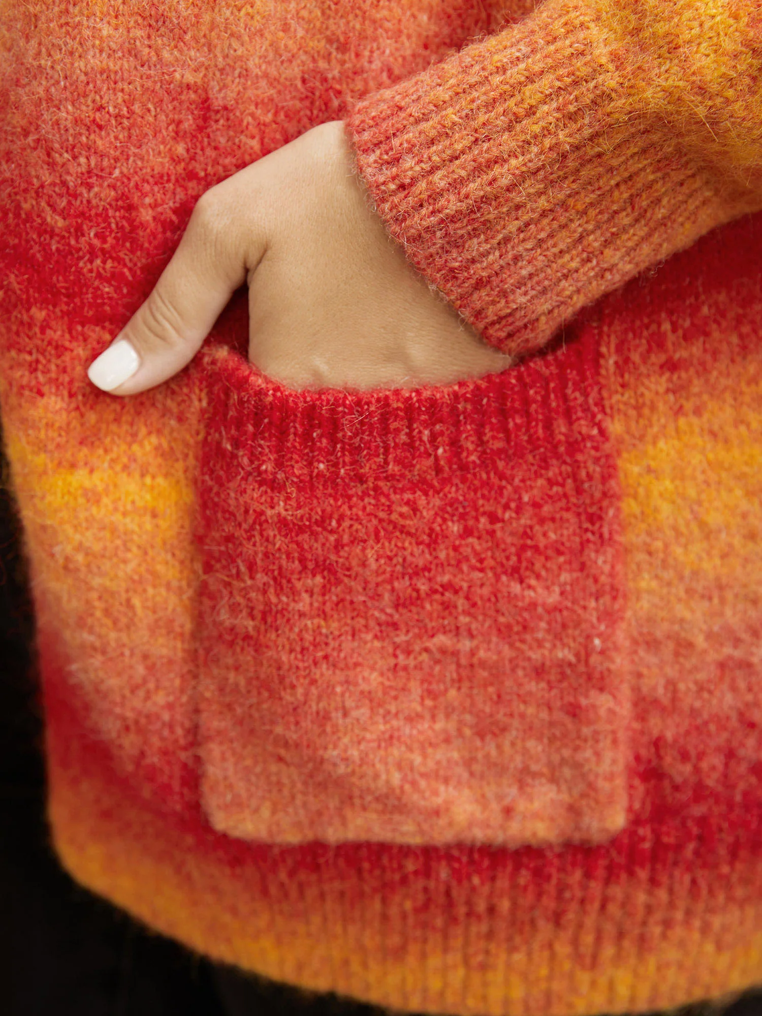Ombre Contrast Patch Pocket Cardigan - Image 5