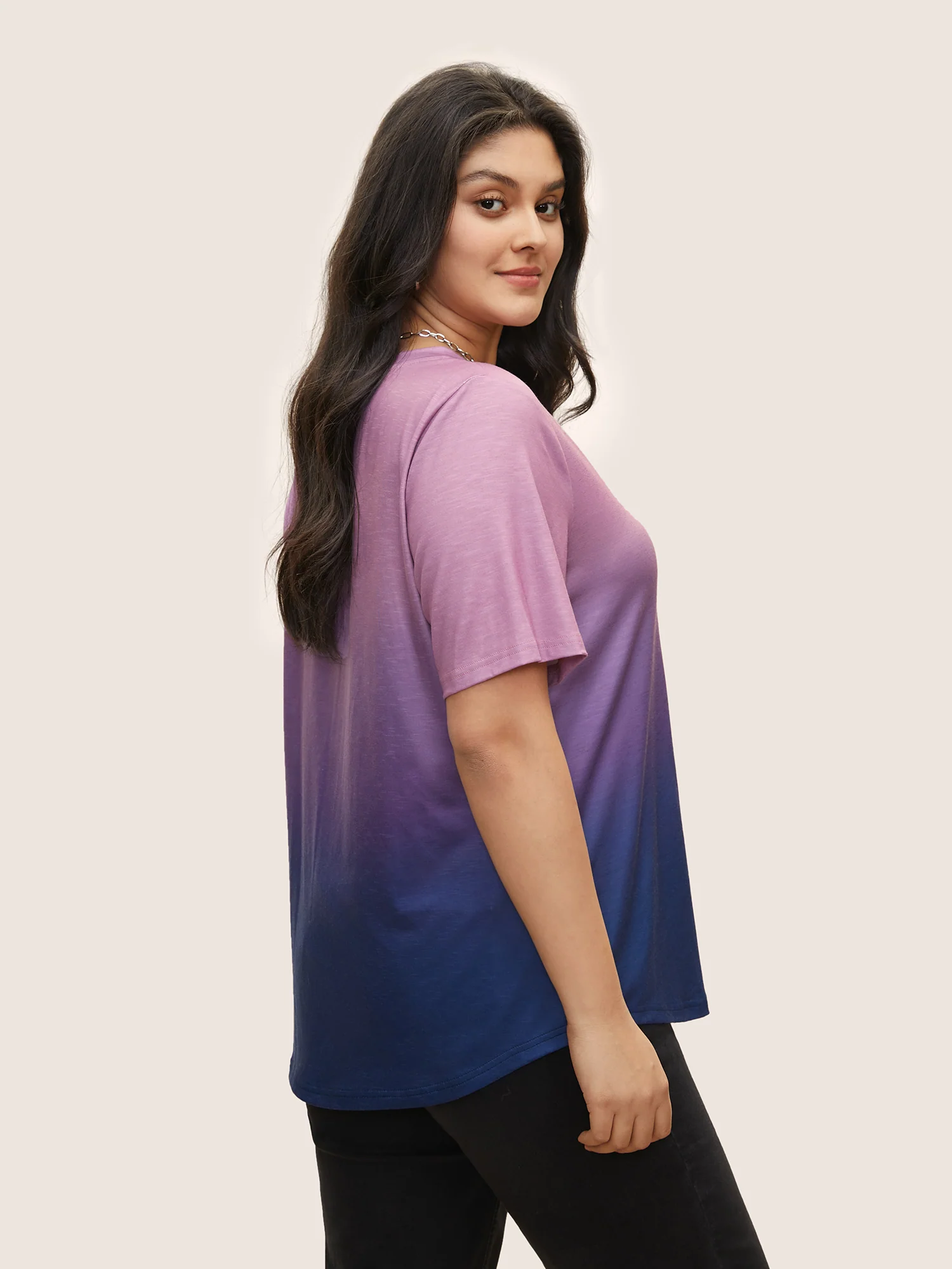 Ombre Contrast Patched Pocket T-shirt - Image 2