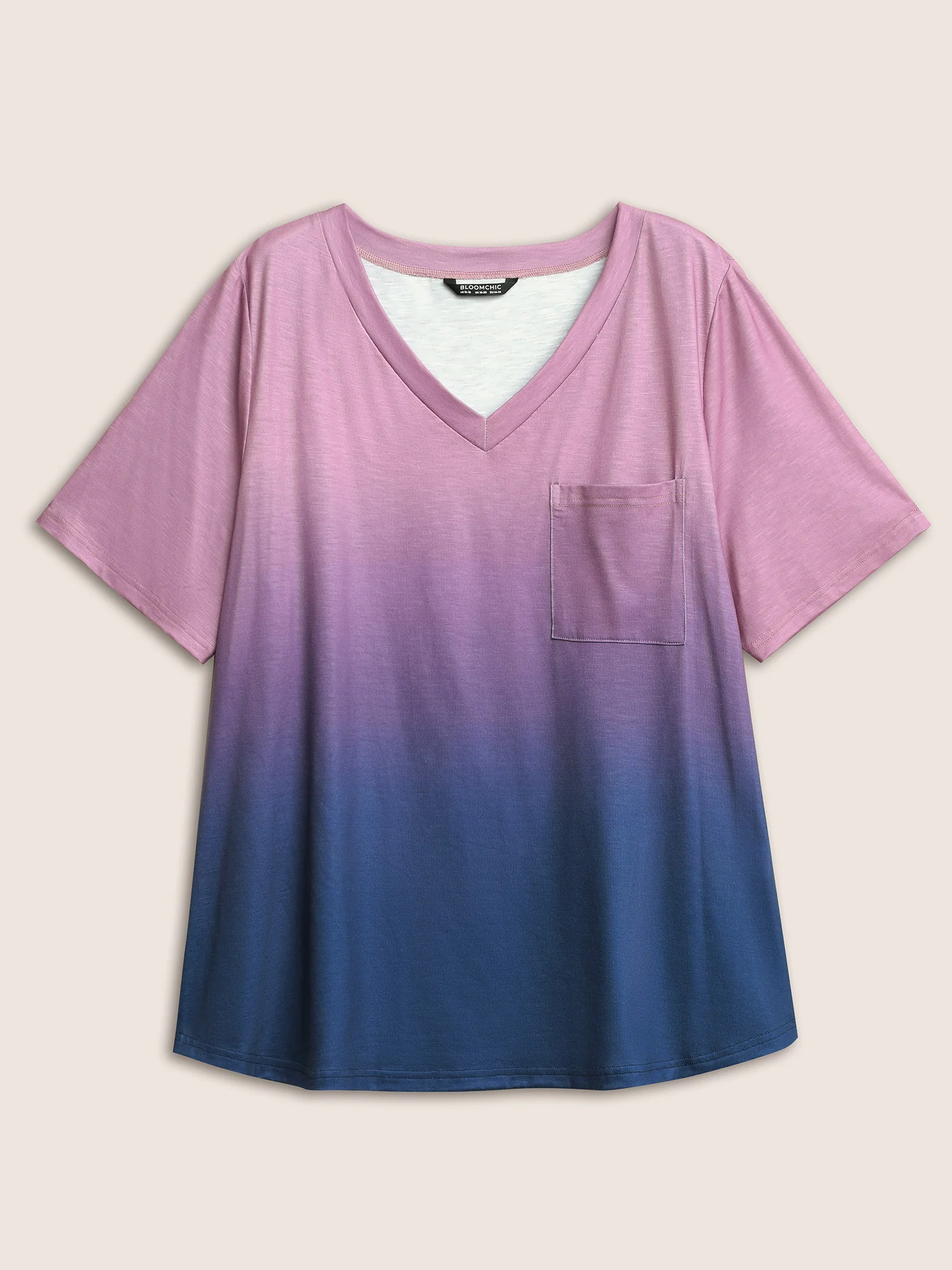 Ombre Contrast Patched Pocket T-shirt - Image 6
