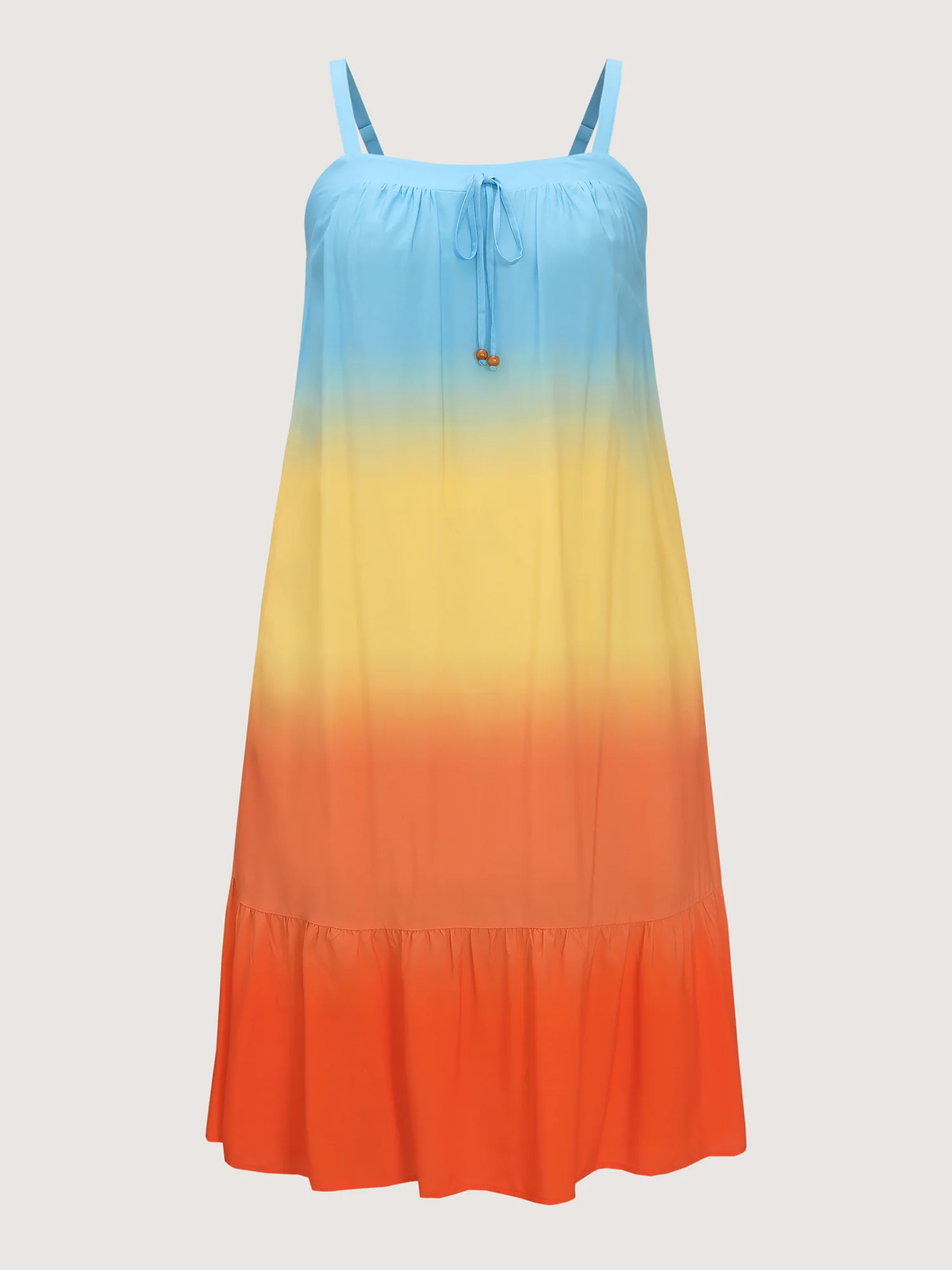 Ombre Drawstring Neckline Tiered Midi Dress - Image 7