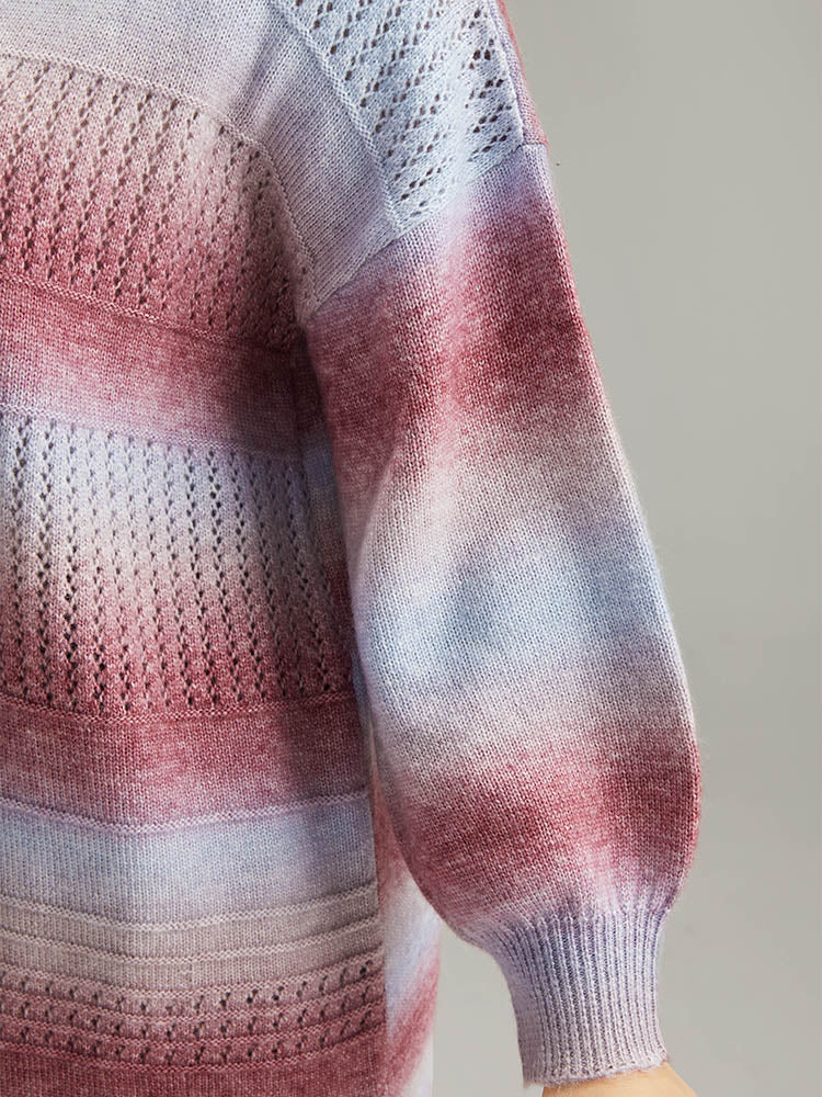 Ombre Elastic Cuffs Open Front Cardigan - Image 6