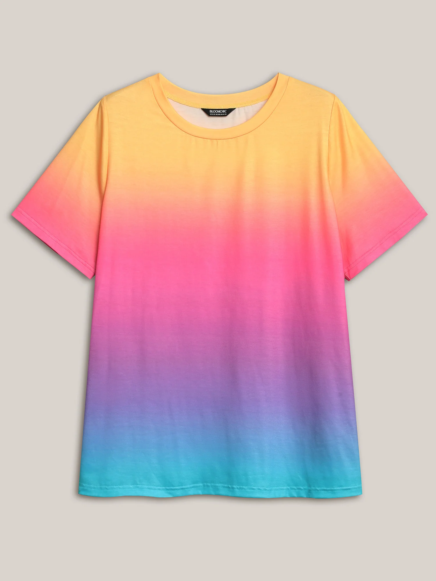 Ombre Gradient Crew Neck Curvy T-Shirt - Image 6