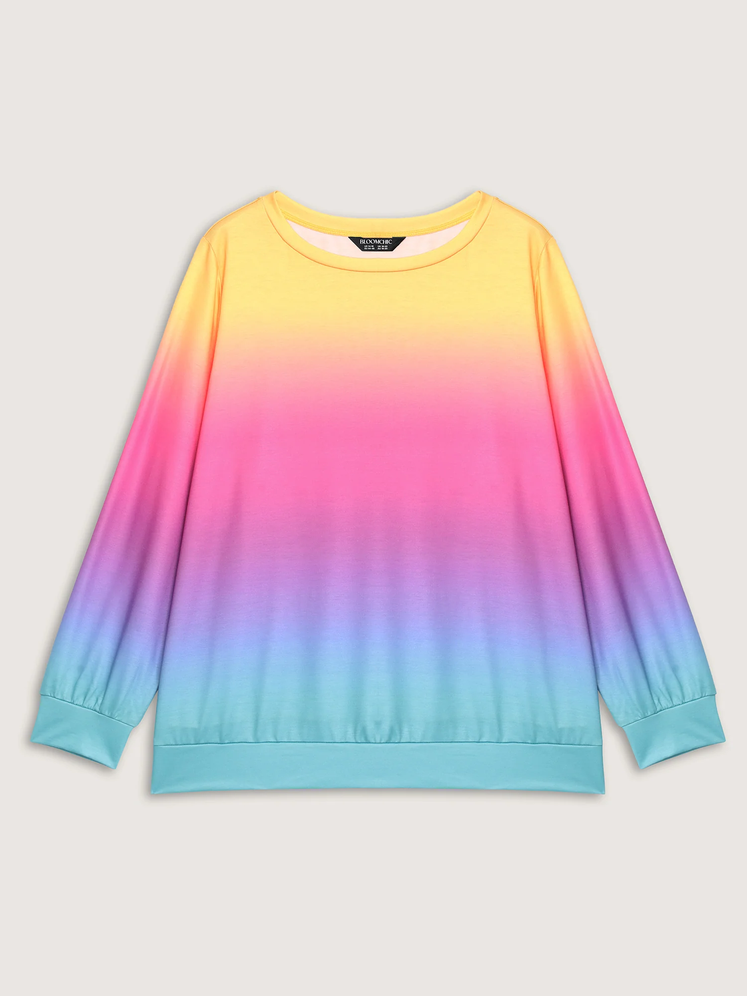 Ombre Gradient Elastic Hem Sweatshirt - Image 6