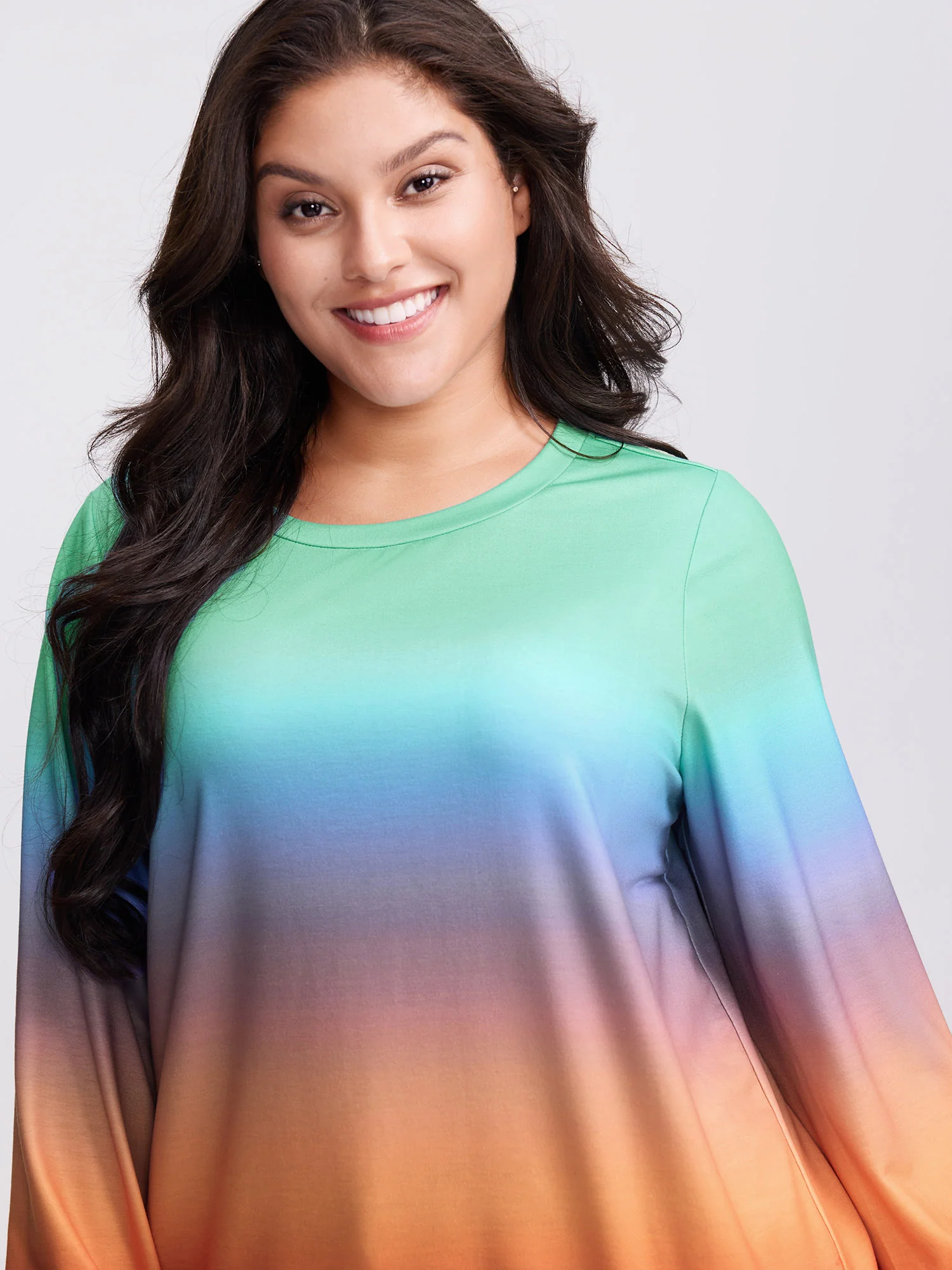 Ombre Gradient Elastic Hem Sweatshirt - Image 7