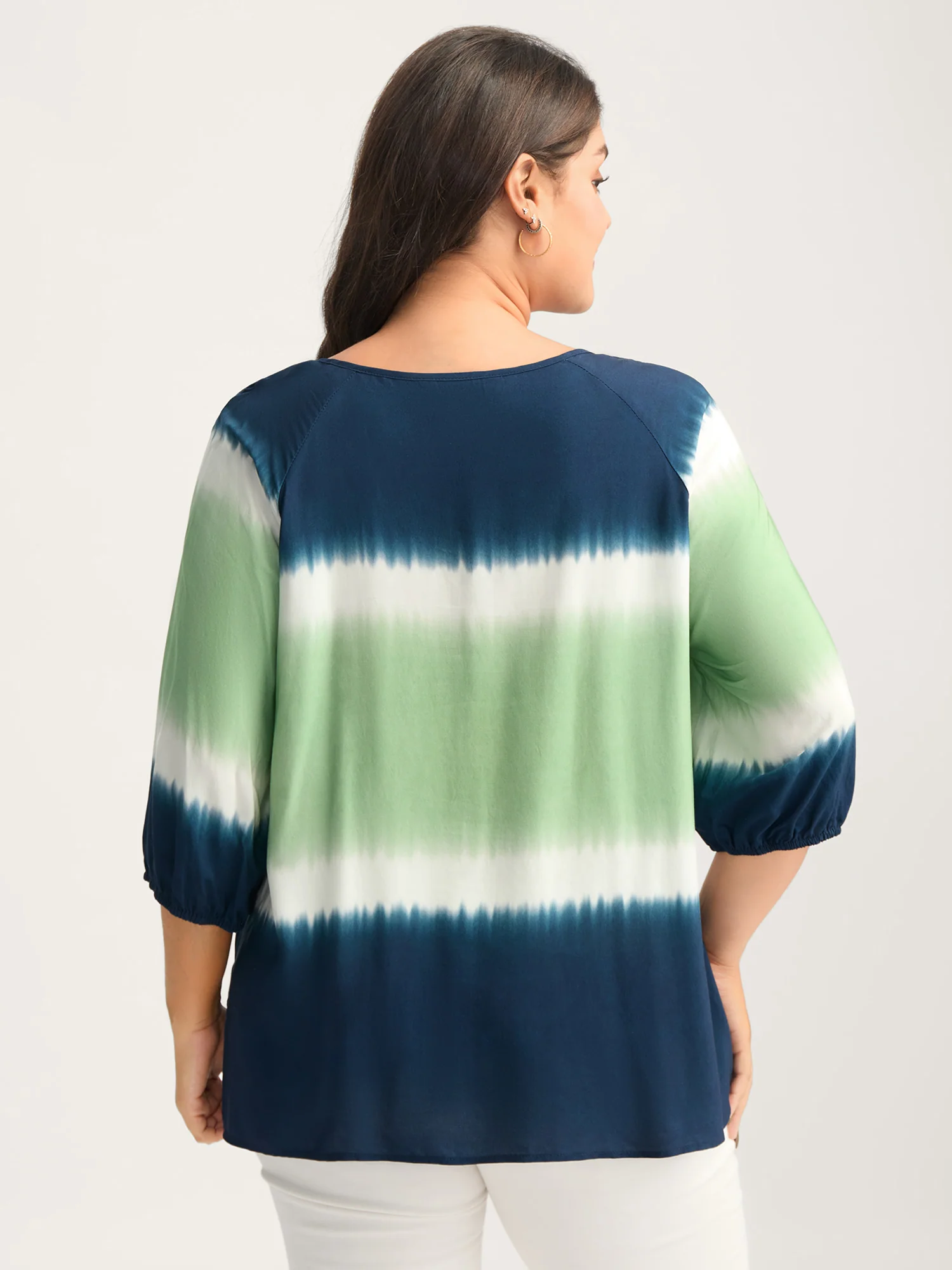 Ombre Gradient Neck Tie Blouse - Image 4
