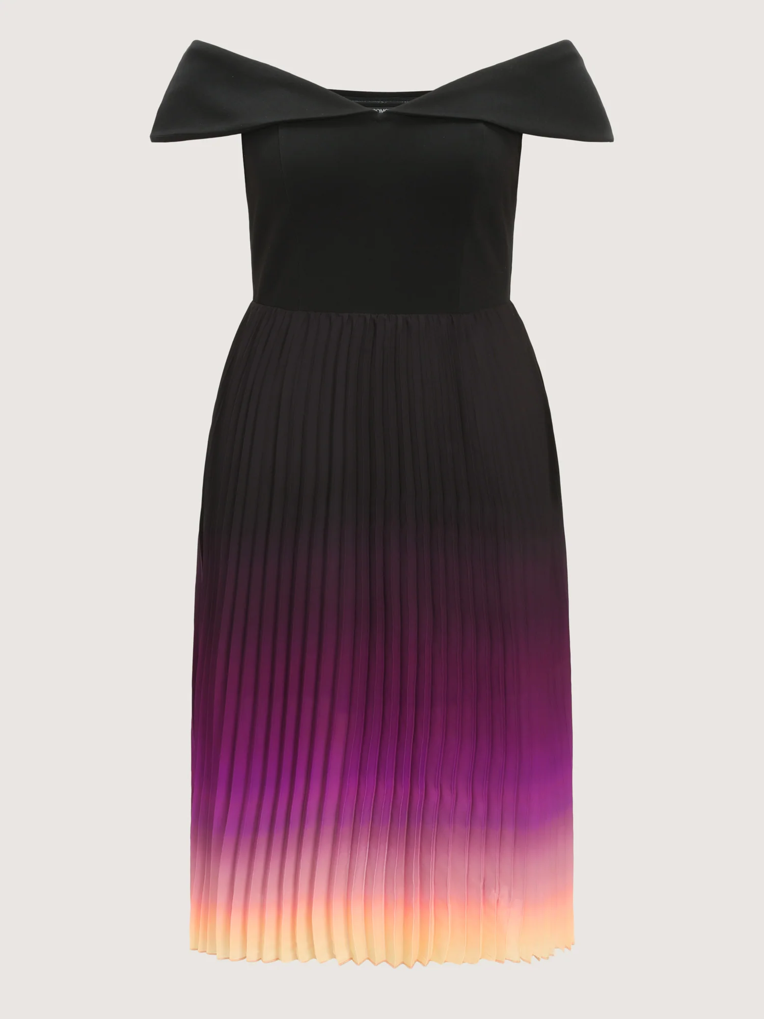 Ombre Gradient Pleated Off-Shoulder Midi Dress - Image 6