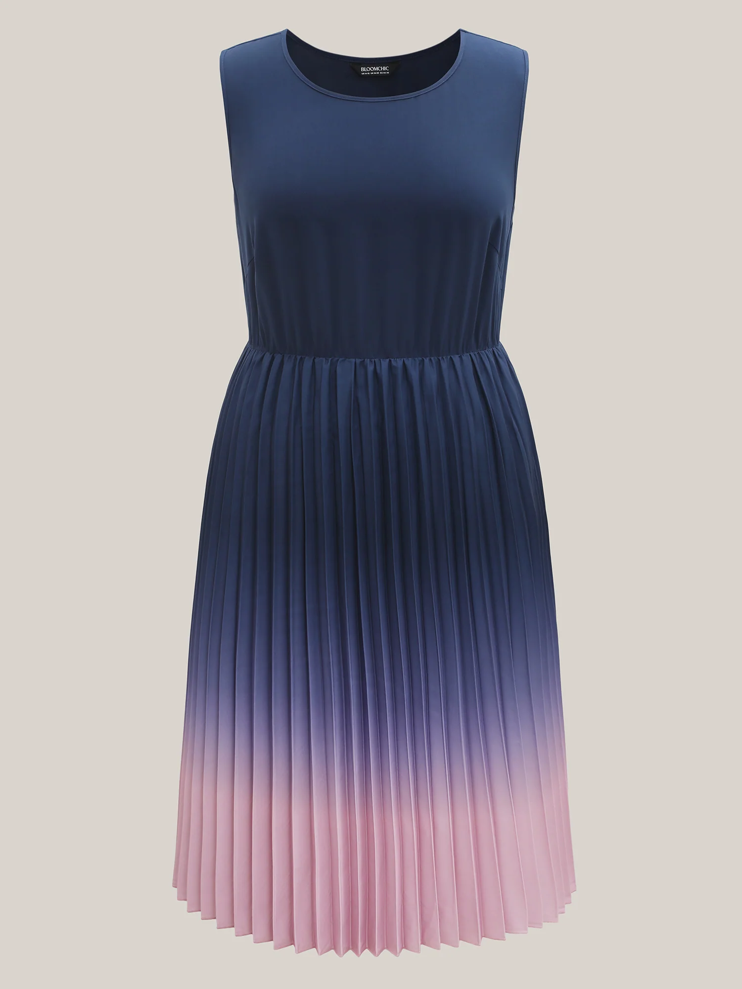 Ombre Gradient Pleated Sleeveless Midi Dress - Image 6