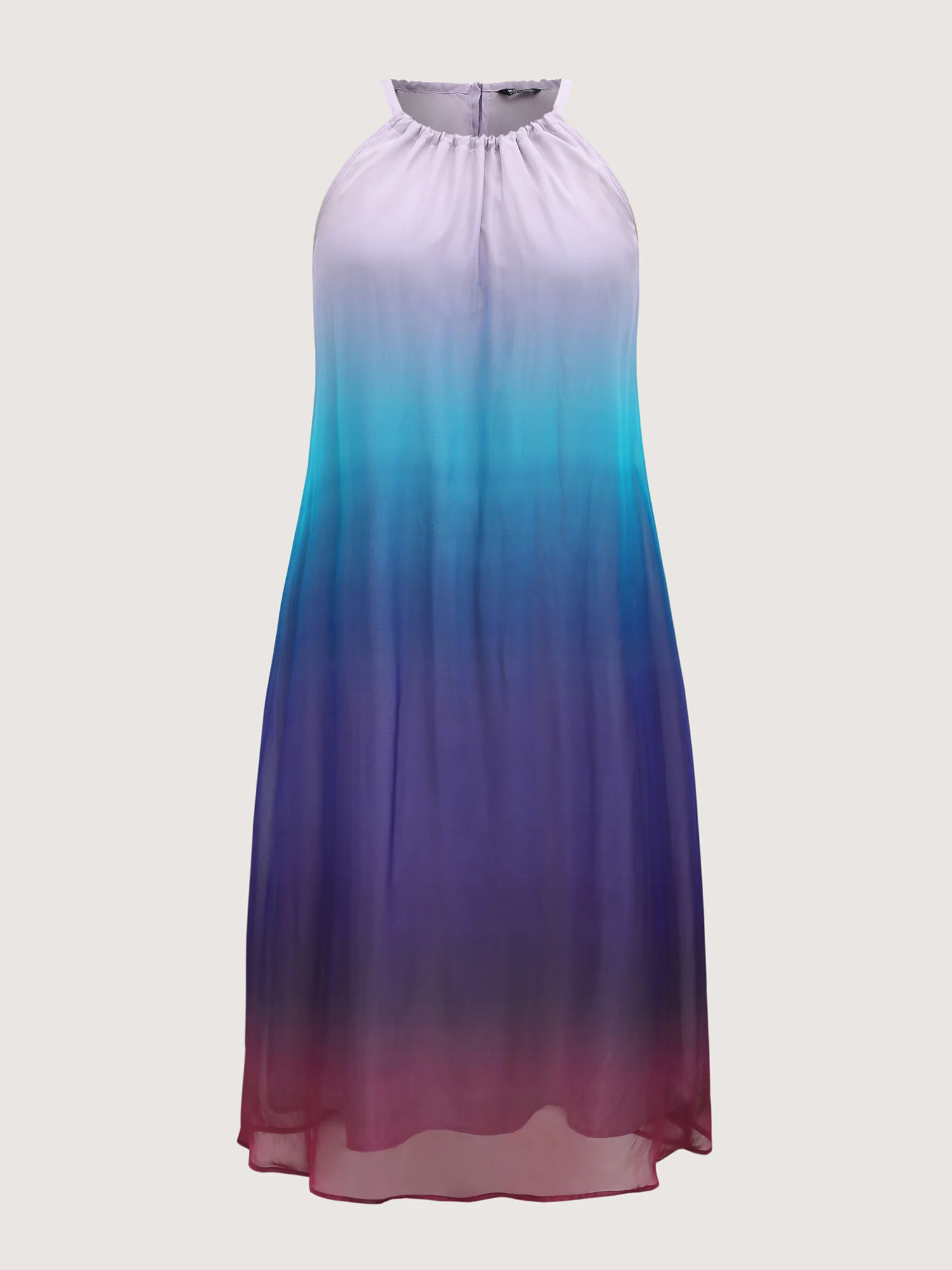 Ombre Gradient Pockets Sheer Midi Dress - Image 7