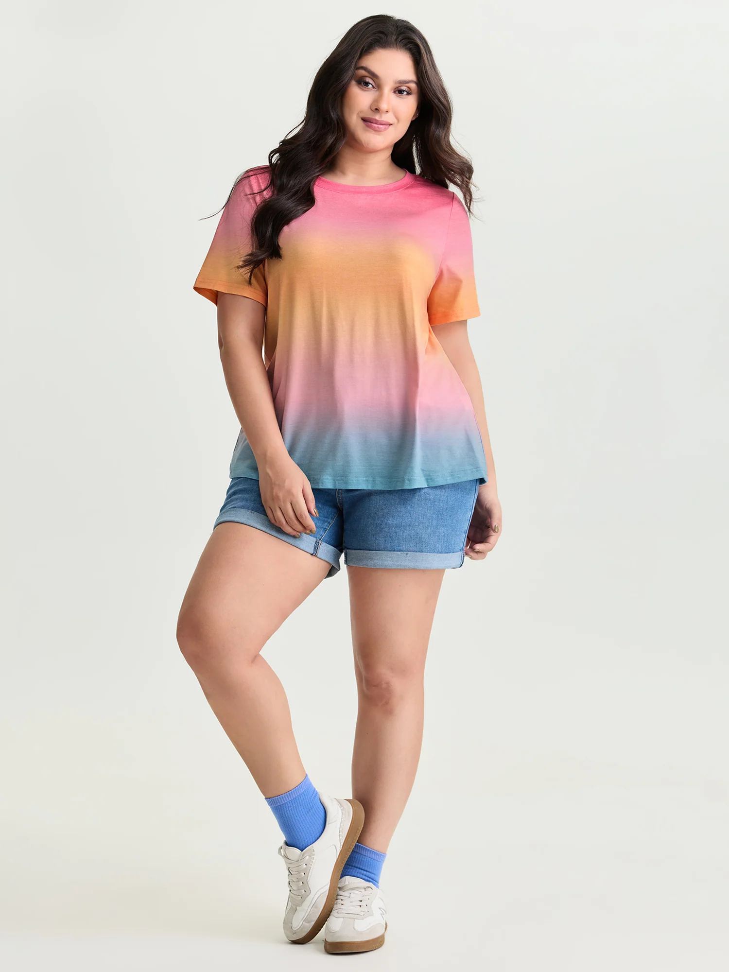Ombre Gradient Round Neck T-Shirt - Image 3