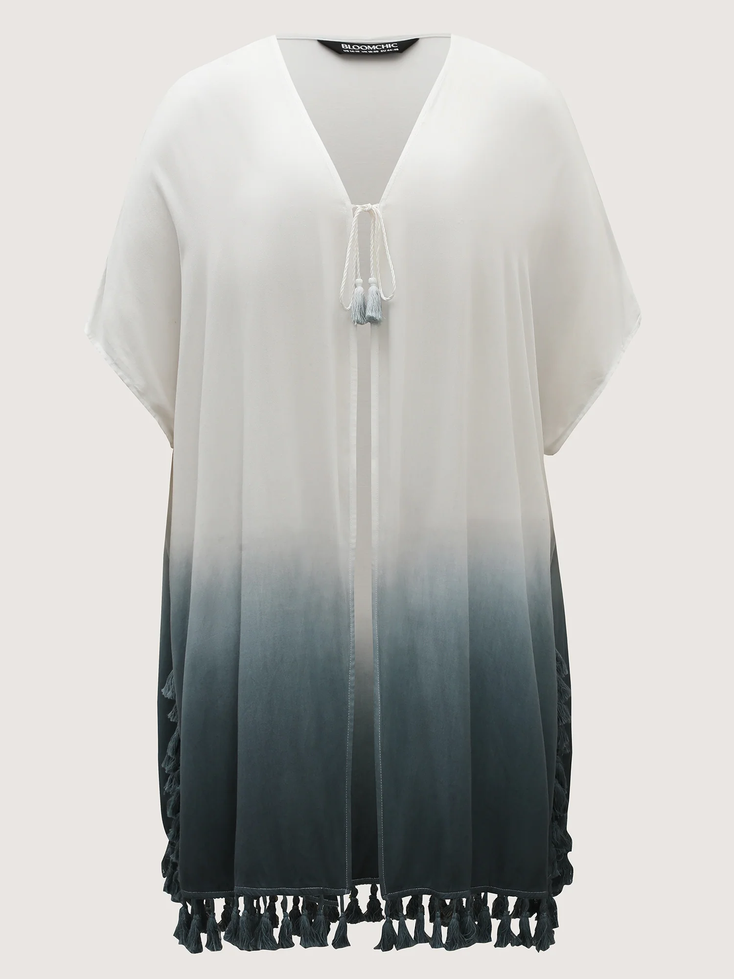 Ombre Gradient Tassels Hem Kimono - Image 7