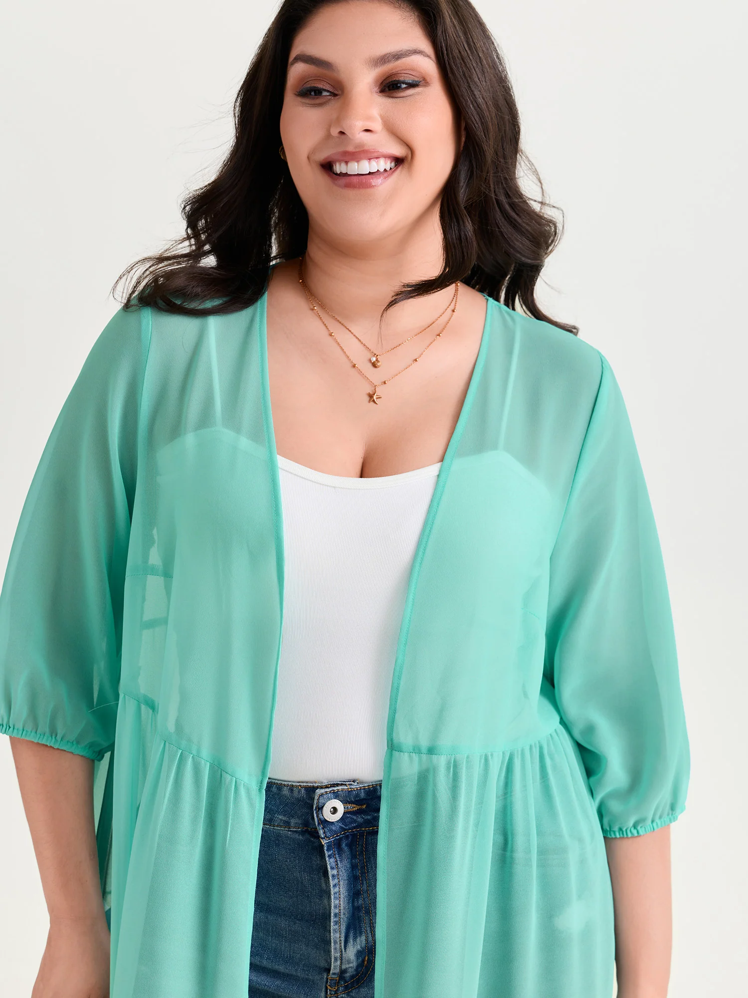 Ombre Gradient Tiered Mesh Cover-Up - Image 2