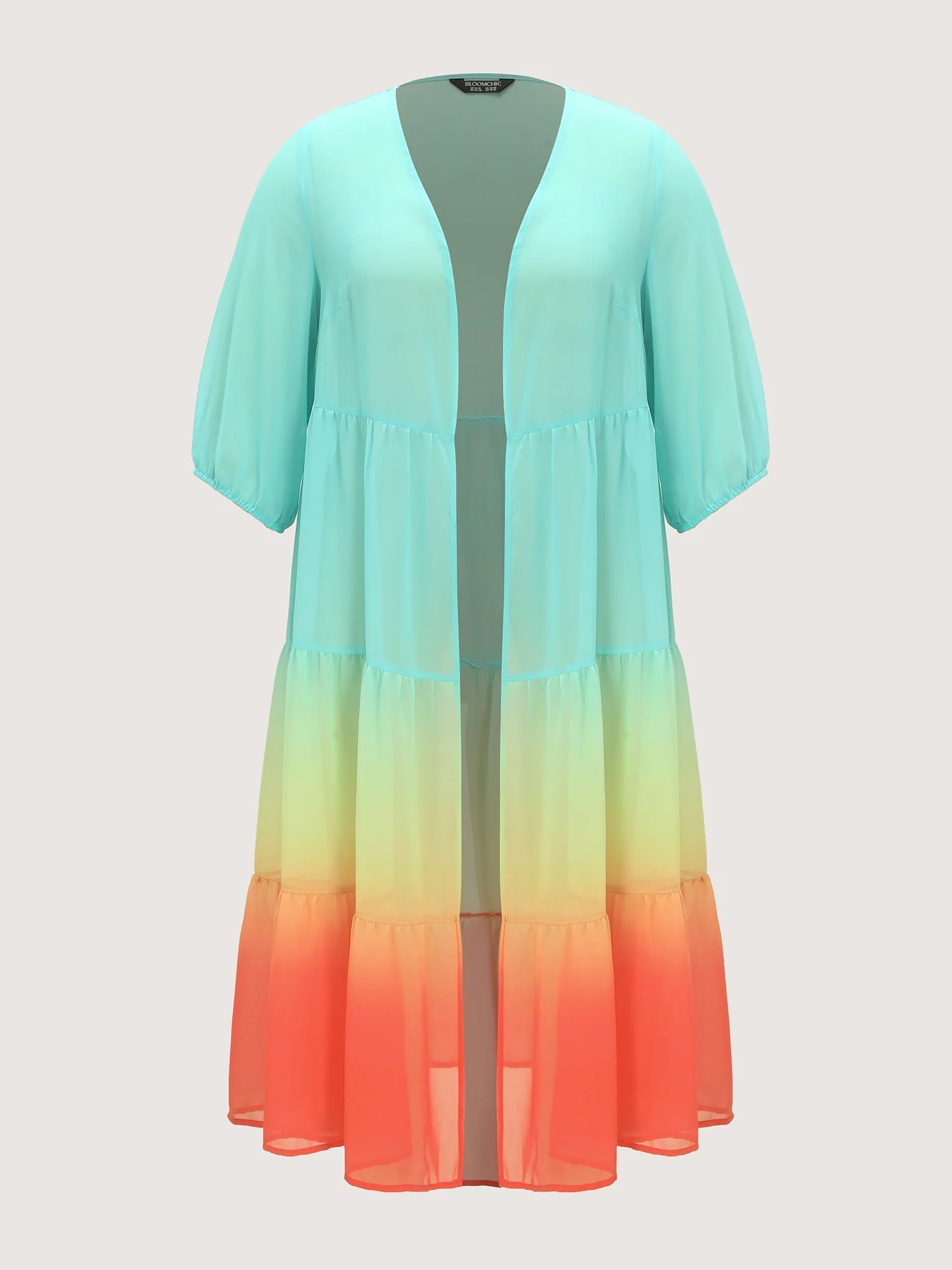 Ombre Gradient Tiered Mesh Cover-Up - Image 8