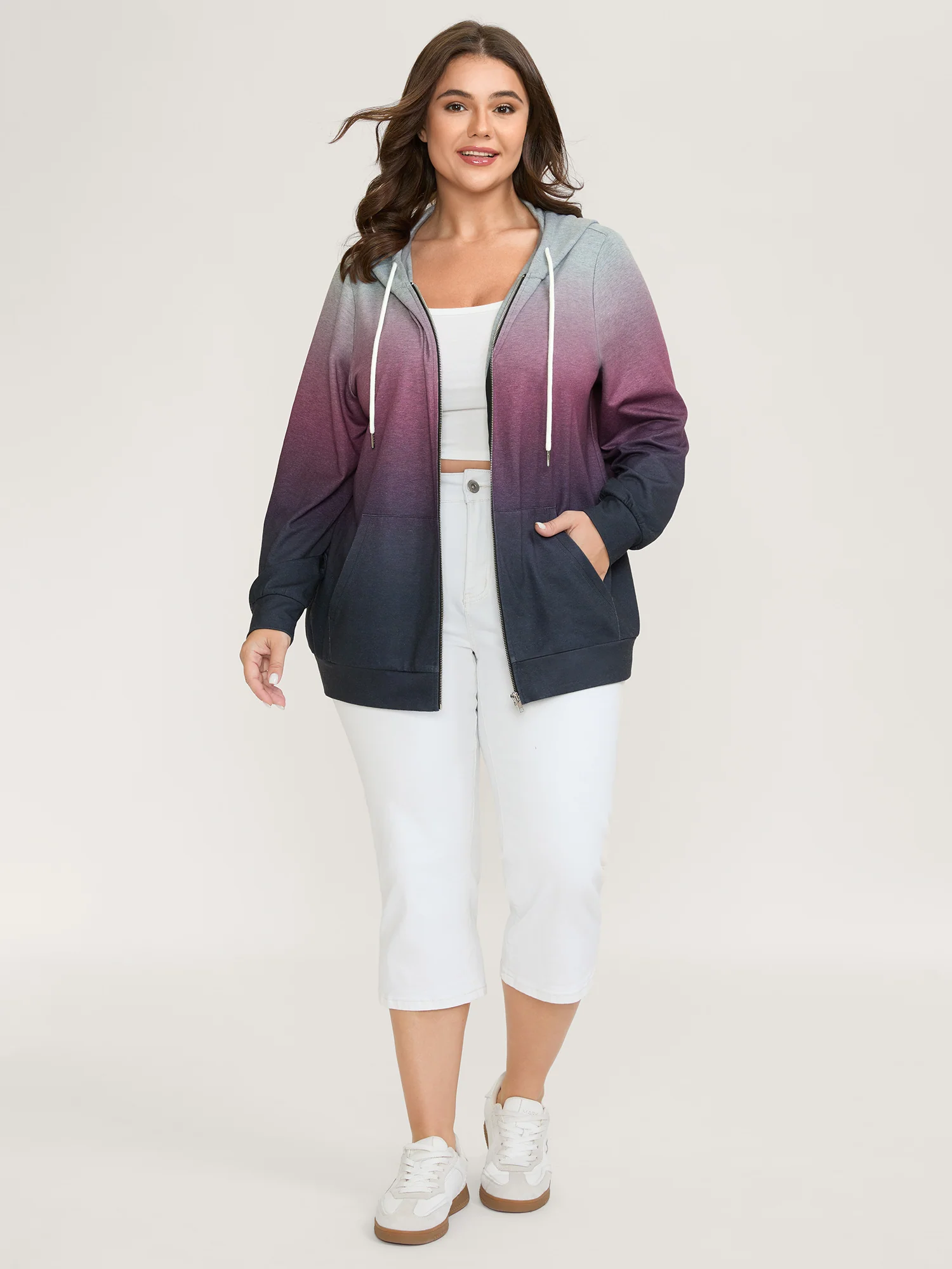 Ombre Gradient Zipper Front Jacket - Image 3