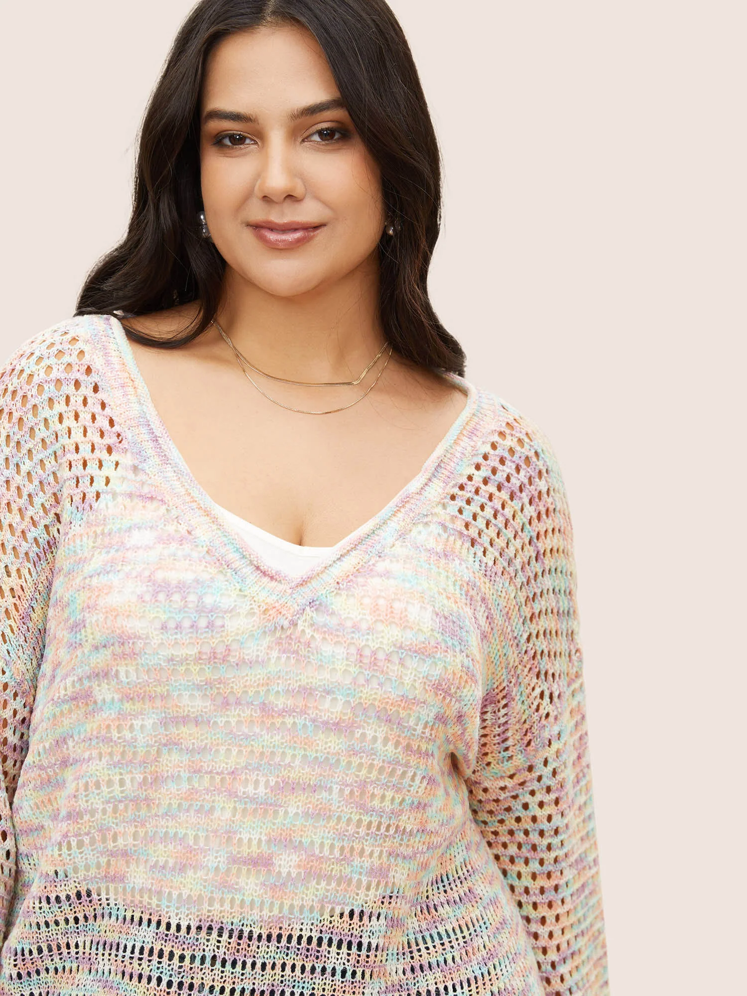 Ombre Heather Cut Out Drop Shoulder Sleeve Pullover - Image 4