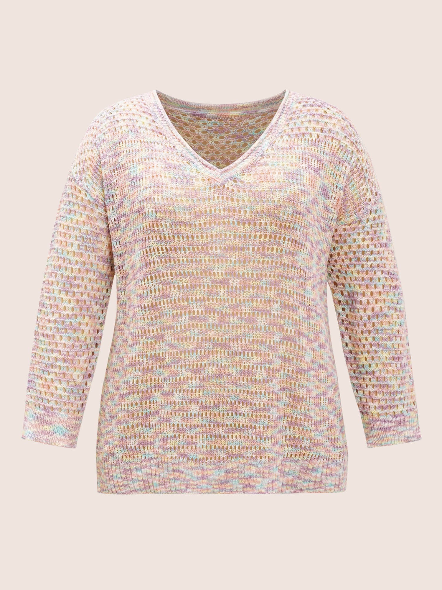 Ombre Heather Cut Out Drop Shoulder Sleeve Pullover - Image 5