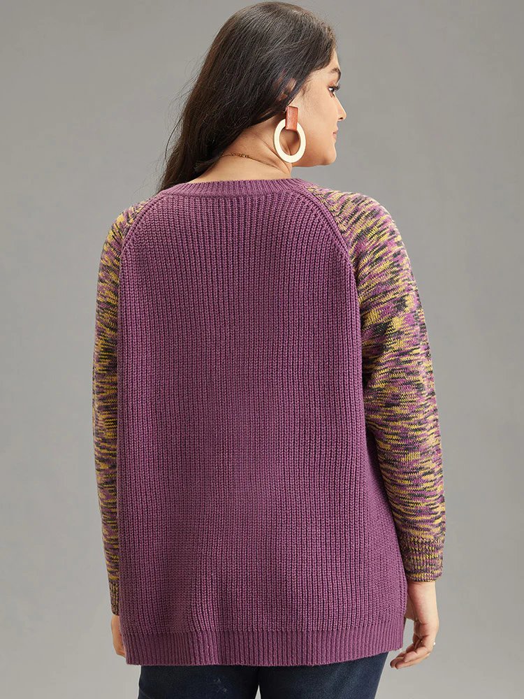 Ombre Heather Raglan Sleeve Plisse Pullover - Image 2