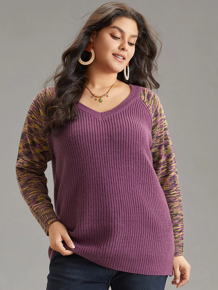 Ombre Heather Raglan Sleeve Plisse Pullover - Image 3