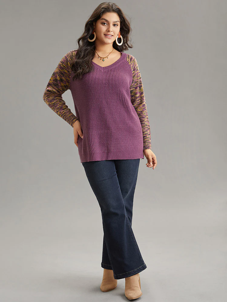 Ombre Heather Raglan Sleeve Plisse Pullover - Image 4