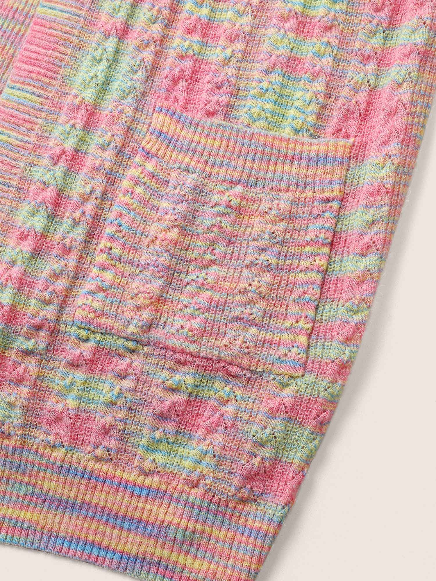 Ombre Heather Texture Cable Knit Pocket Cardigan - Image 5