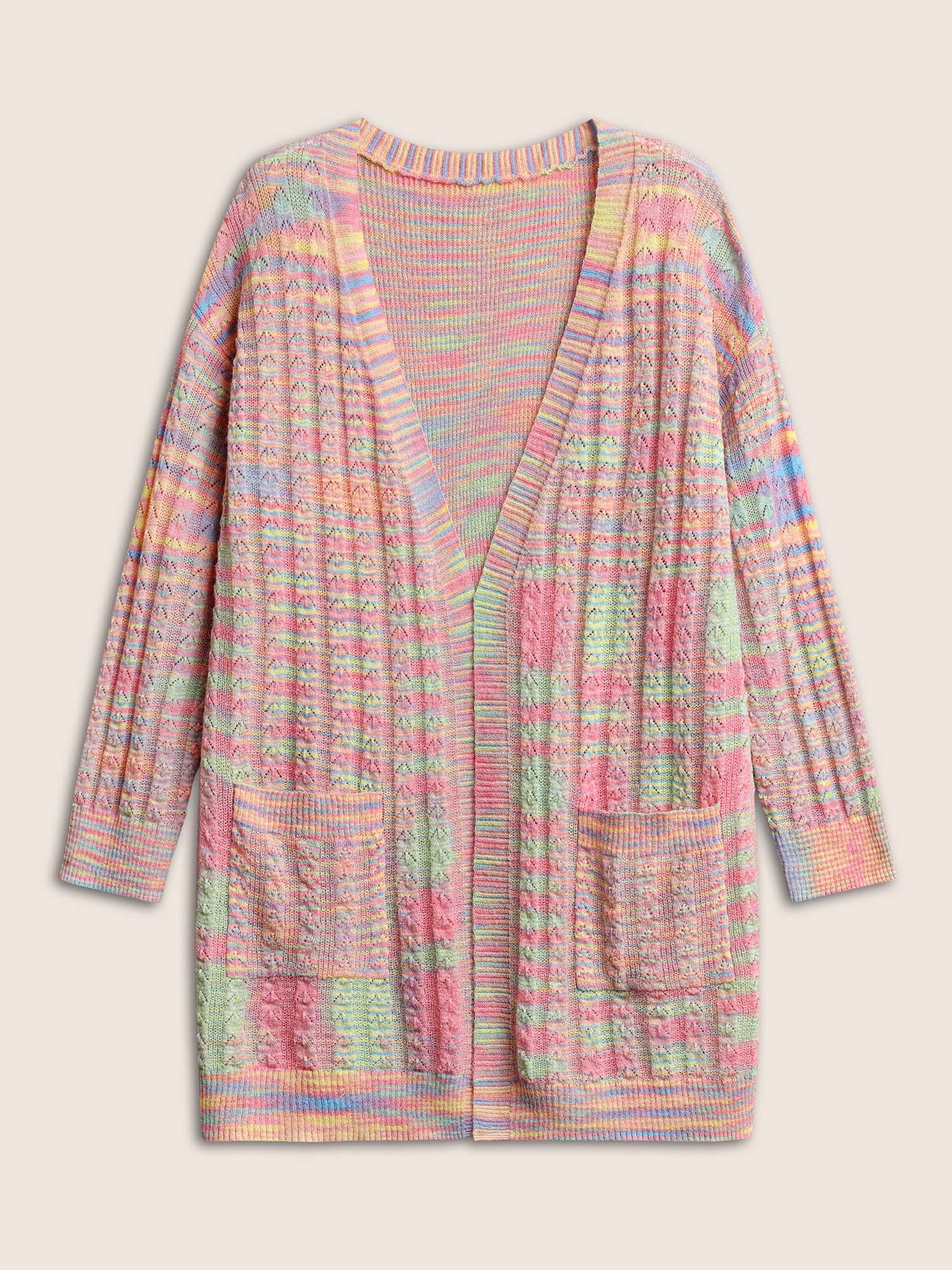 Ombre Heather Texture Cable Knit Pocket Cardigan - Image 6
