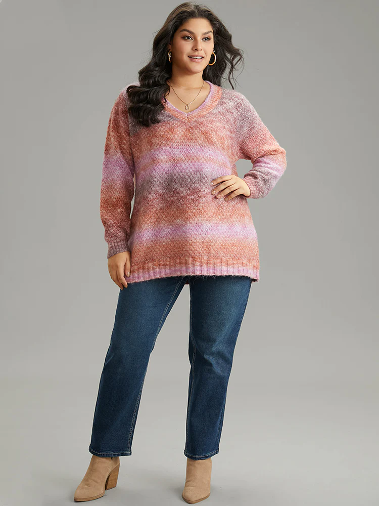 Ombre Heather V Neck Pullover - Image 5