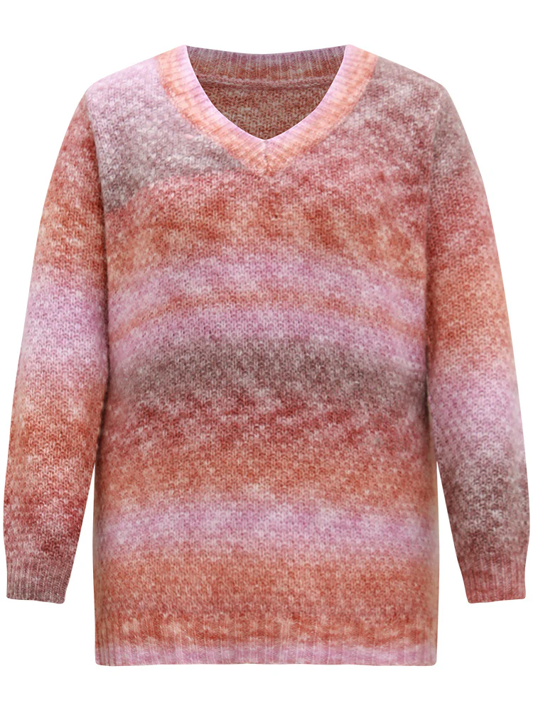 Ombre Heather V Neck Pullover - Image 7