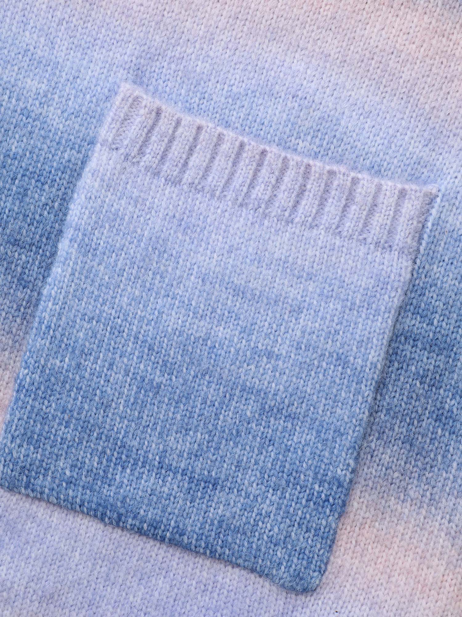 Ombre Kimono Collar Patched Pocket Cardigan - Image 6