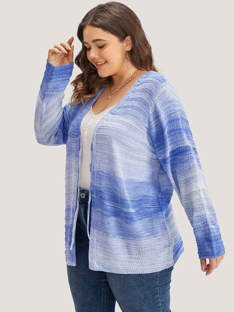 Ombre Knotted Front Bodycon Cardigan - Image 3