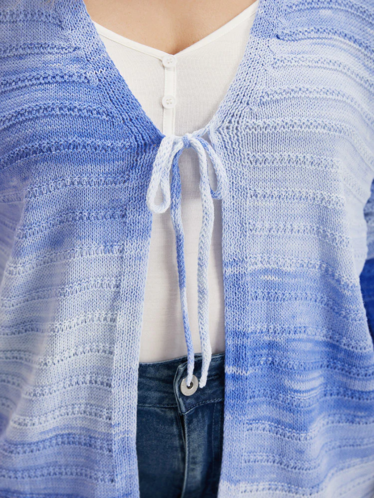 Ombre Knotted Front Bodycon Cardigan - Image 8