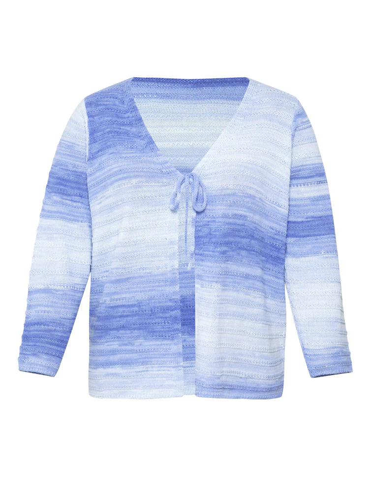 Ombre Knotted Front Bodycon Cardigan - Image 9