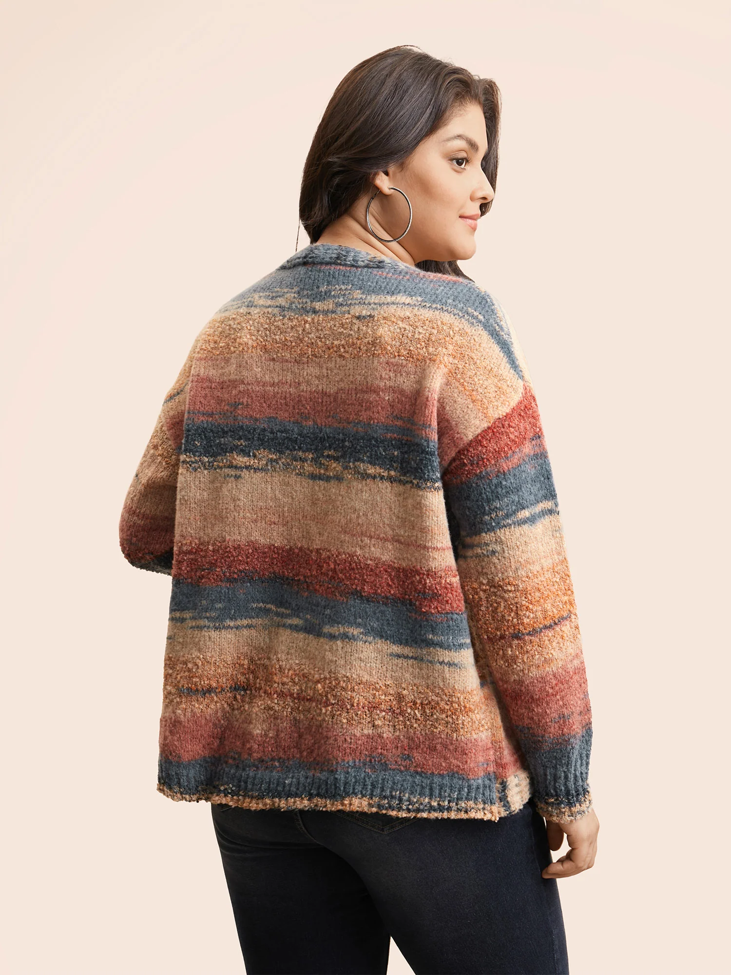 Ombre Open Front Curved Hem Cardigan - Image 6