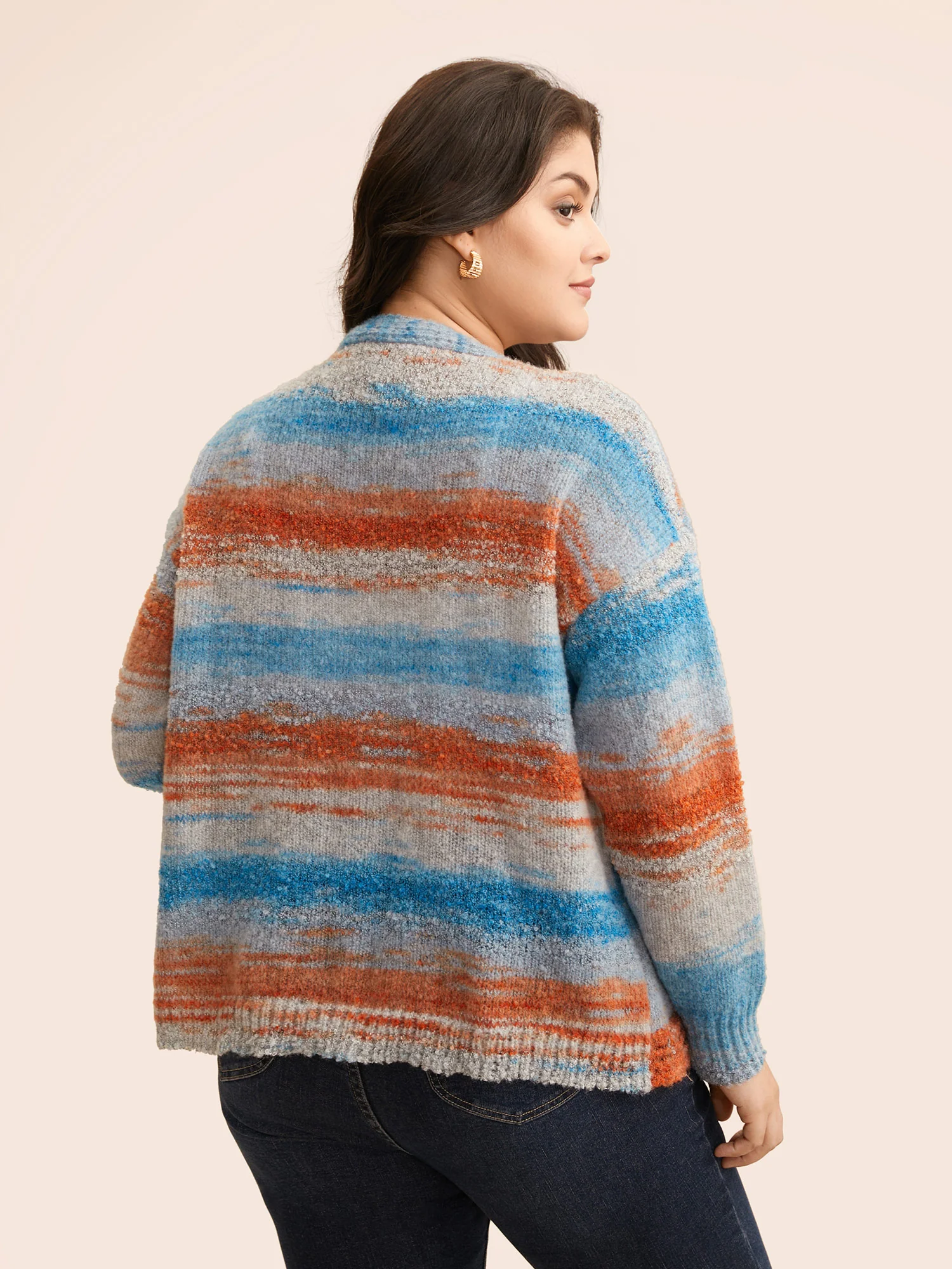 Ombre Open Front Curved Hem Cardigan - Image 9