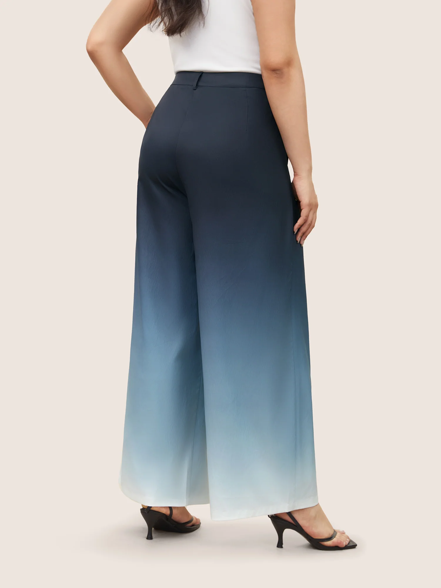 Ombre Pleated High Rise Straight Leg Pants - Image 2
