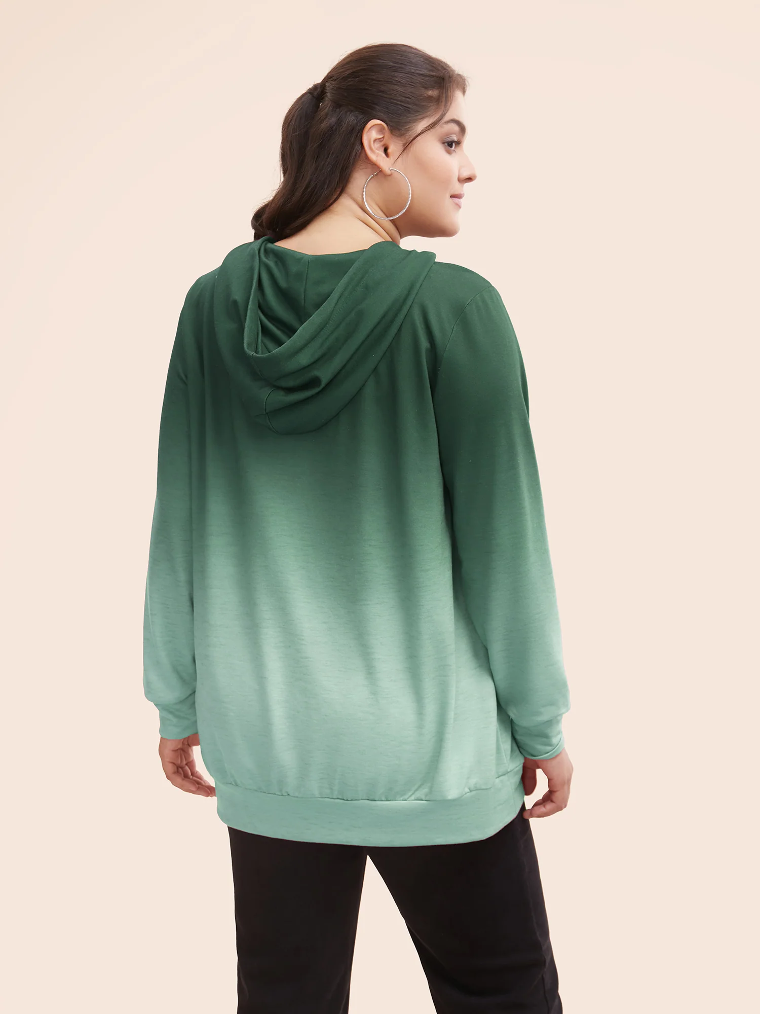 Ombre Pocket Drawstring Hooded Sweatshirt - Image 13