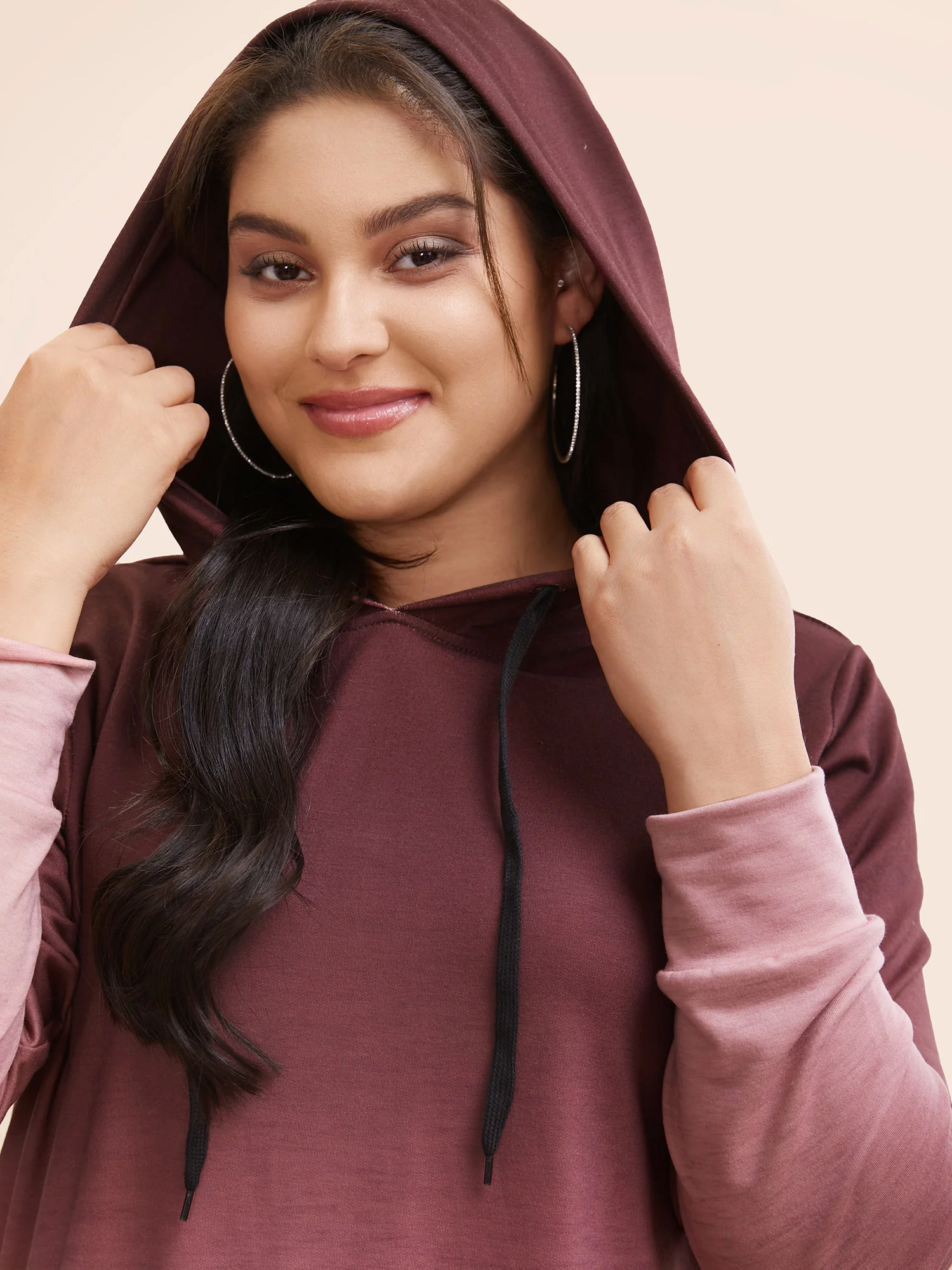 Ombre Pocket Drawstring Hooded Sweatshirt - Image 3