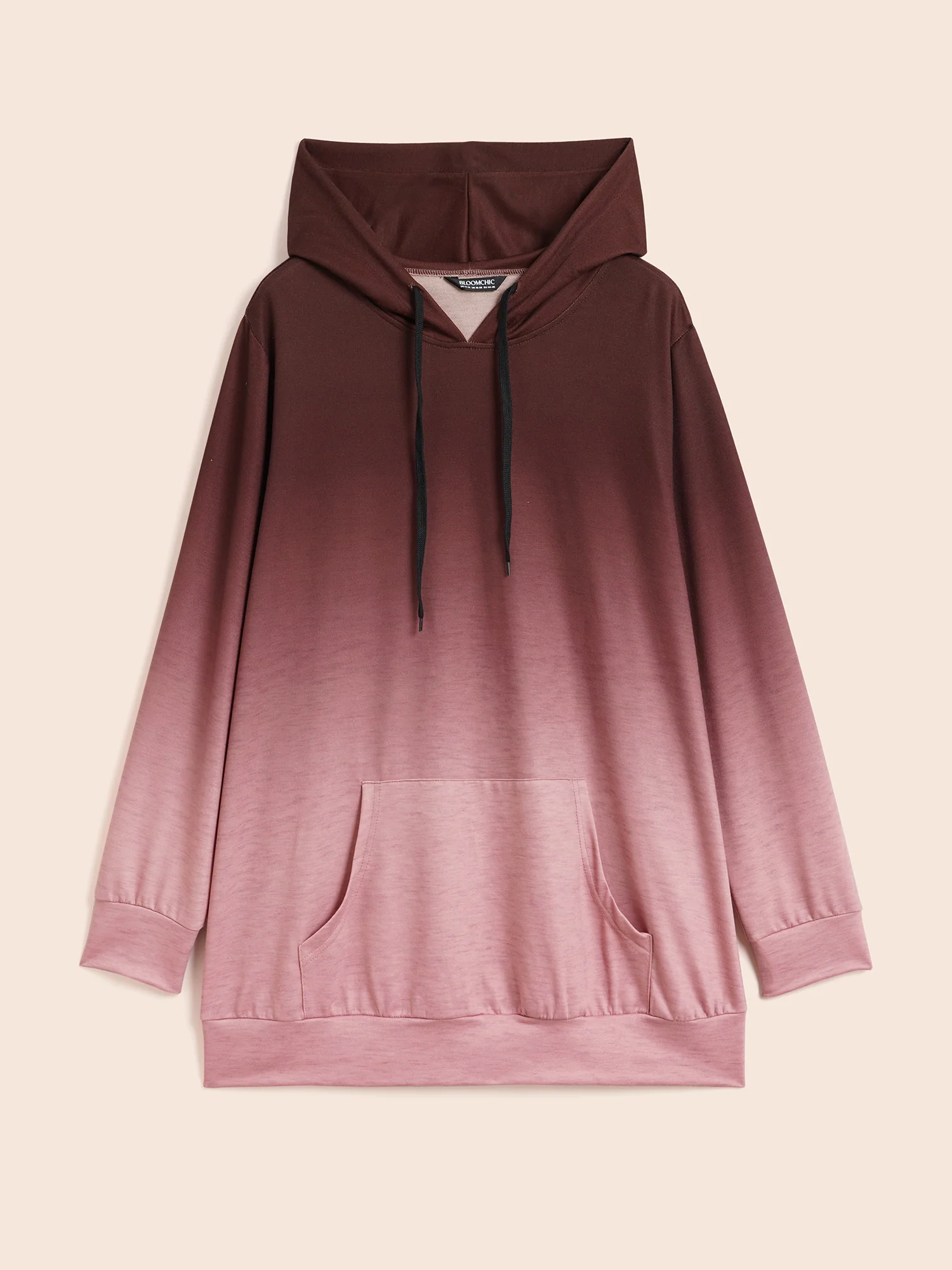 Ombre Pocket Drawstring Hooded Sweatshirt - Image 8