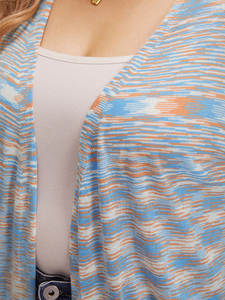 Ombre Pocket Open Front Ripped Hem Cardigan - Image 10