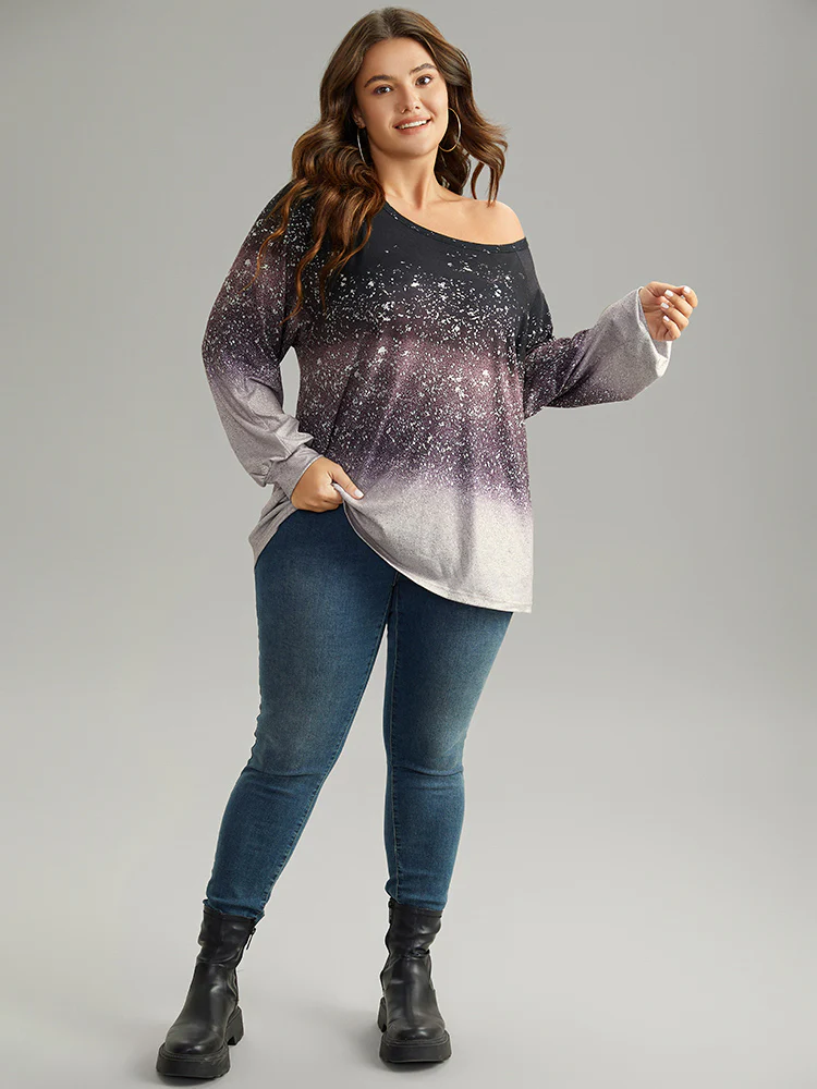 Ombre Raglan Sleeve Contrast T-shirt - Image 4