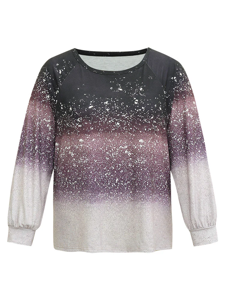 Ombre Raglan Sleeve Contrast T-shirt - Image 8