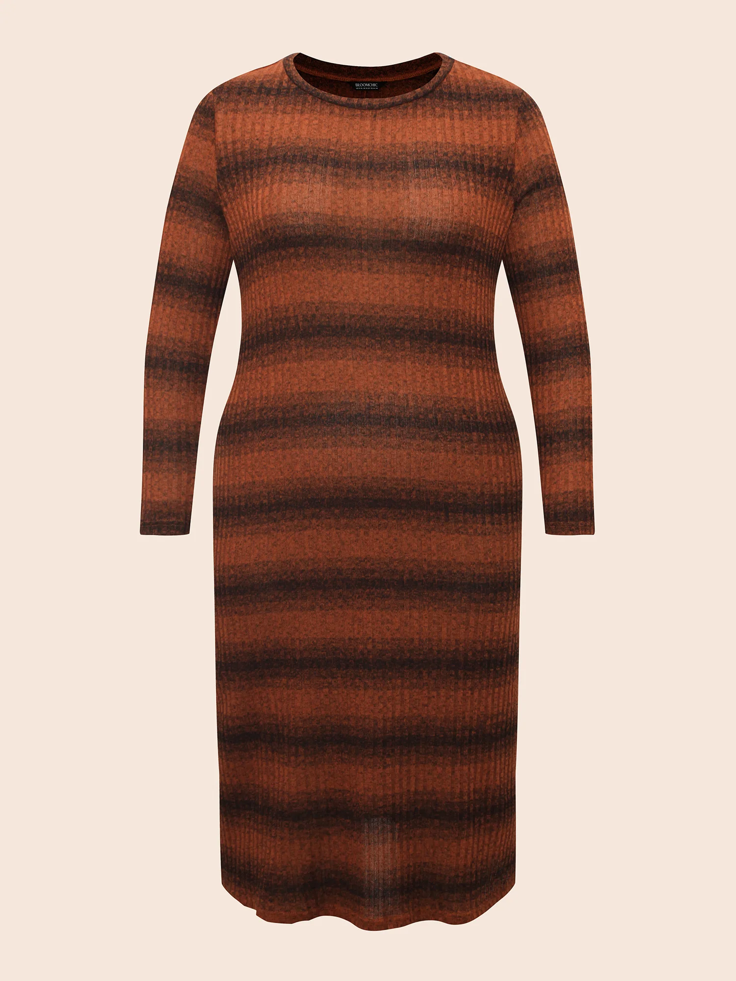 Ombre Striped Rib Knit Slim Fit Dress - Image 7