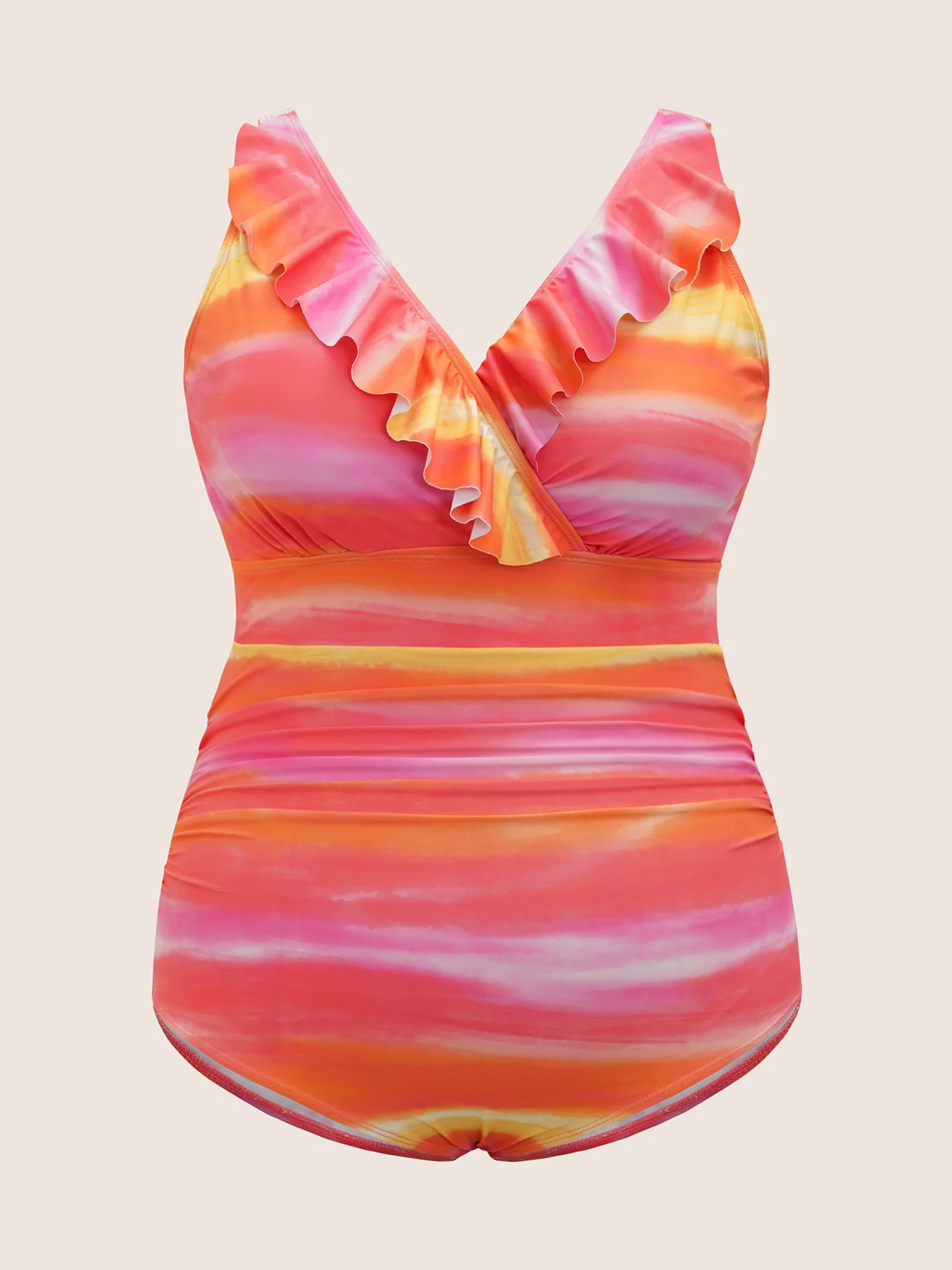 Ombre Wrap Ruffle Trim One Piece Swimsuit - Image 7