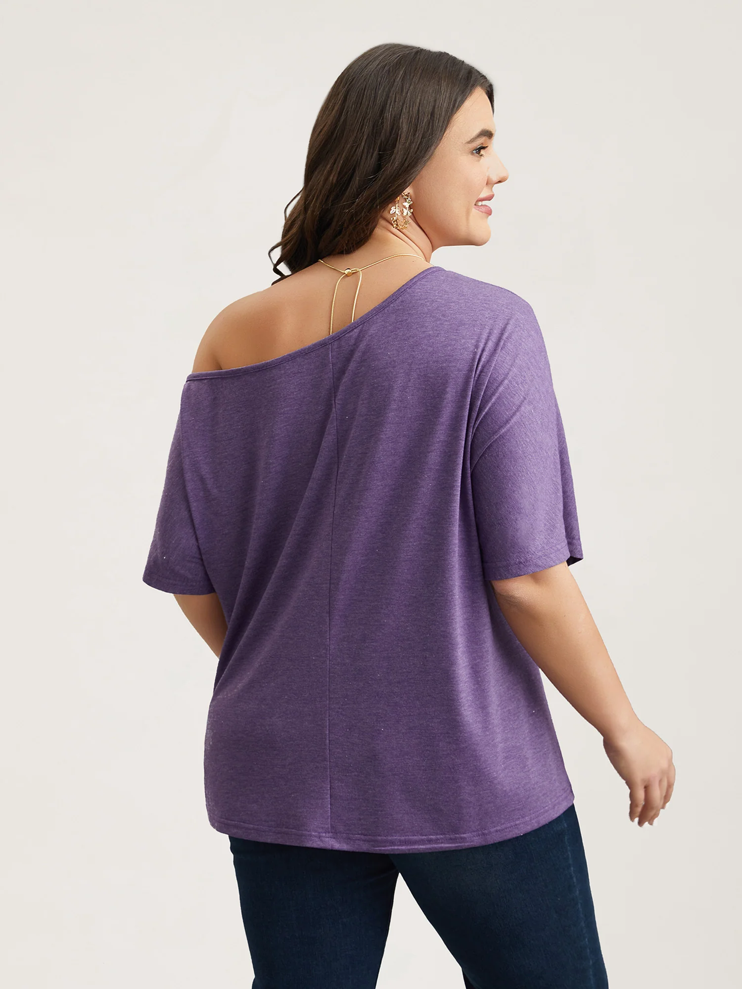 One-Shoulder Button Knit Top - Image 5