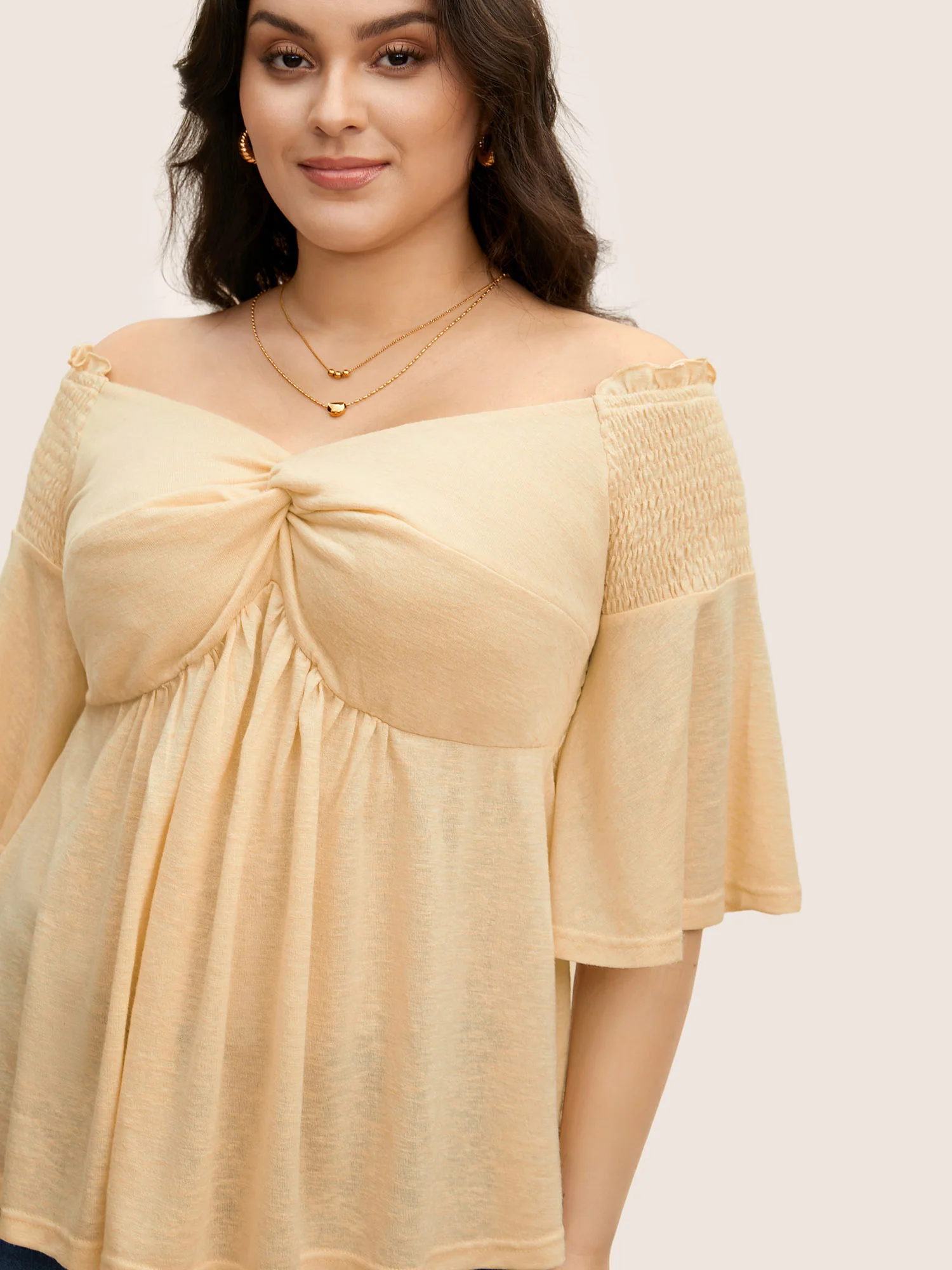 One Shoulder Neck Shirred Twist Front T-shirt - Image 2